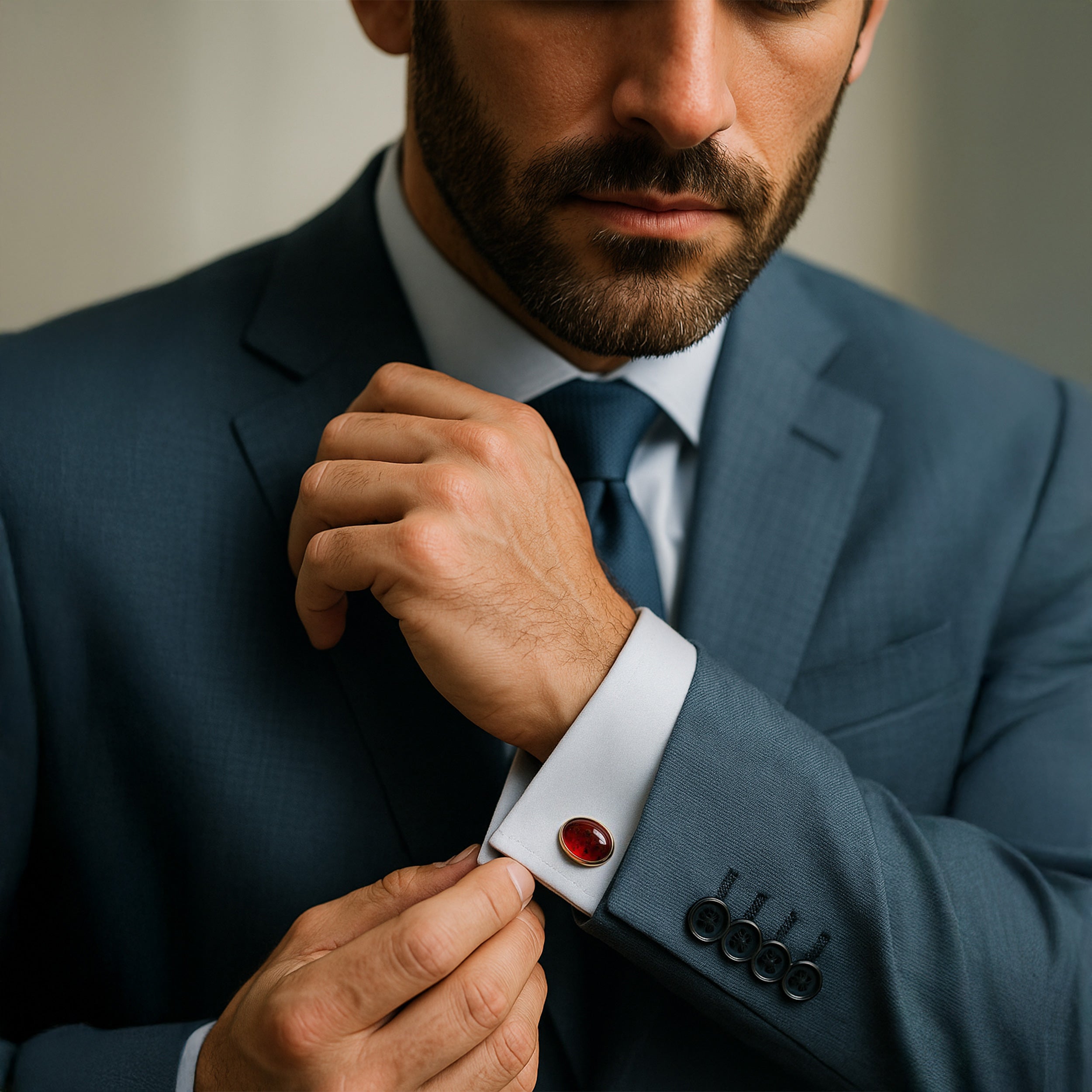 Baltic Amber Chain Sterling Silver Cufflinks In Gold