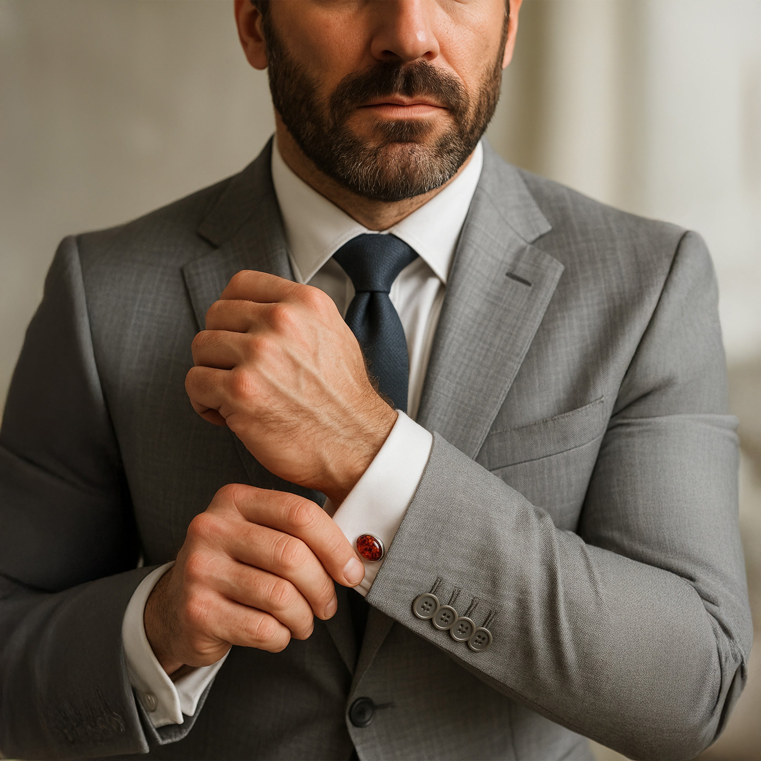 Baltic Amber Chain Sterling Silver Cufflinks