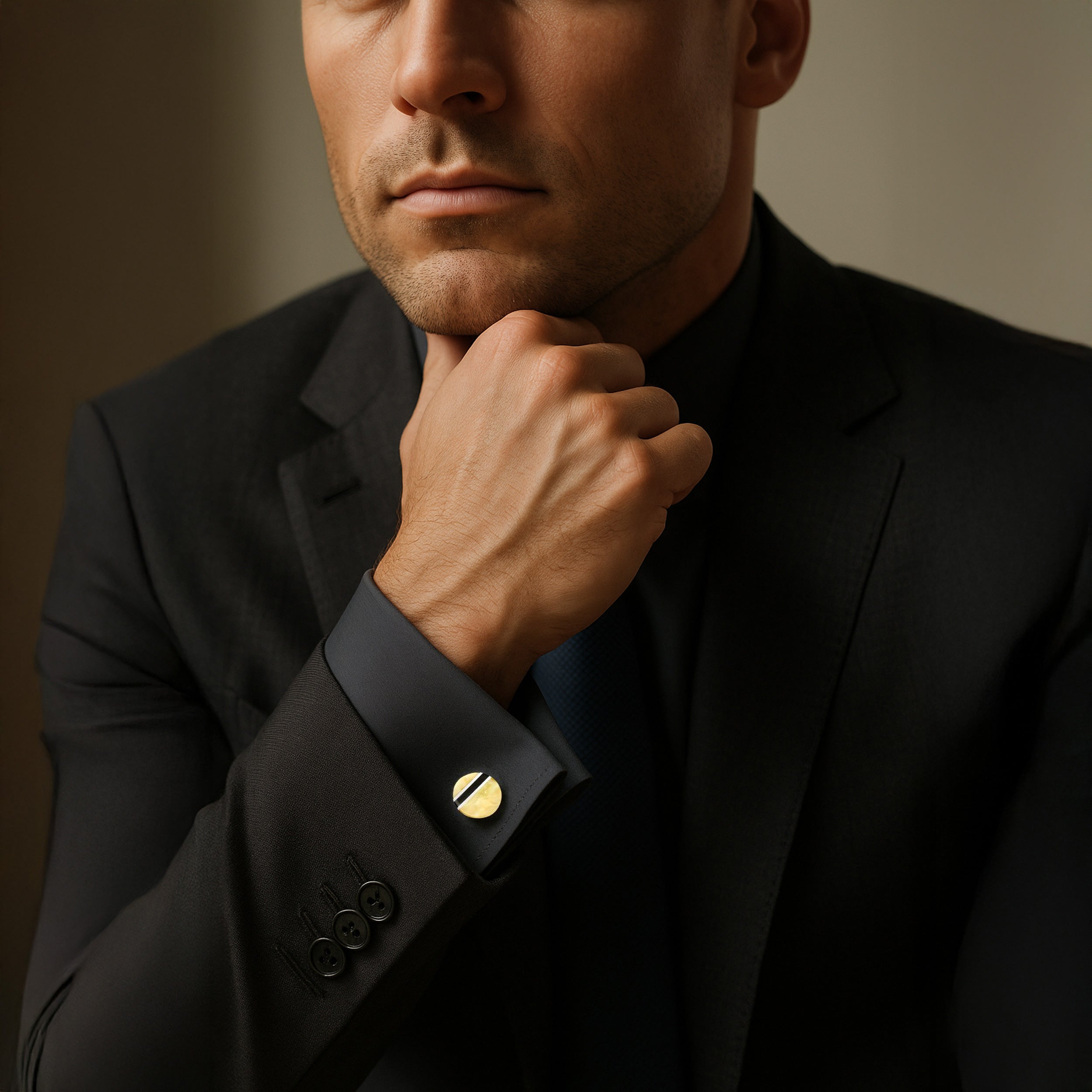 Baltic Amber Round Sterling Silver Cufflinks