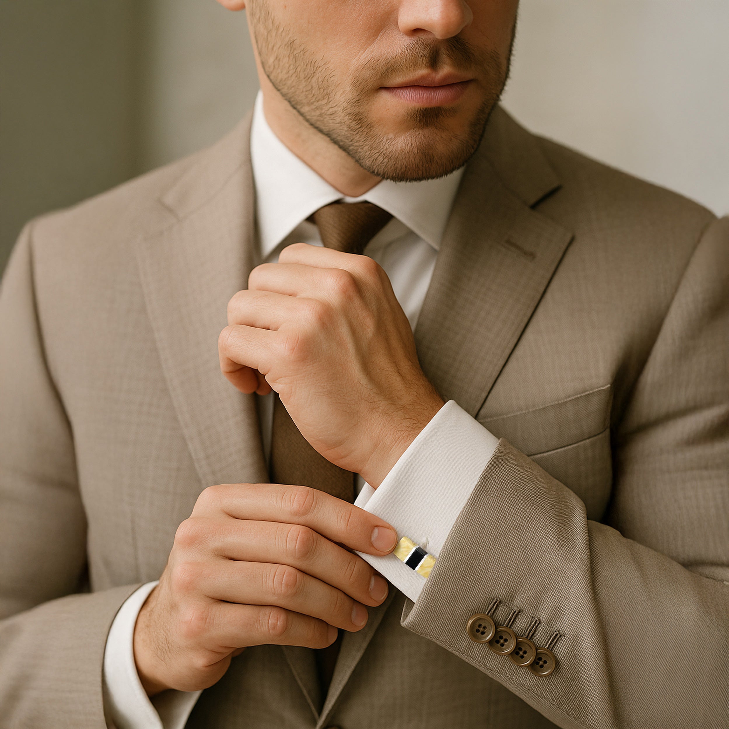Baltic Amber With Jet Rectangle Sterling Silver Cufflinks