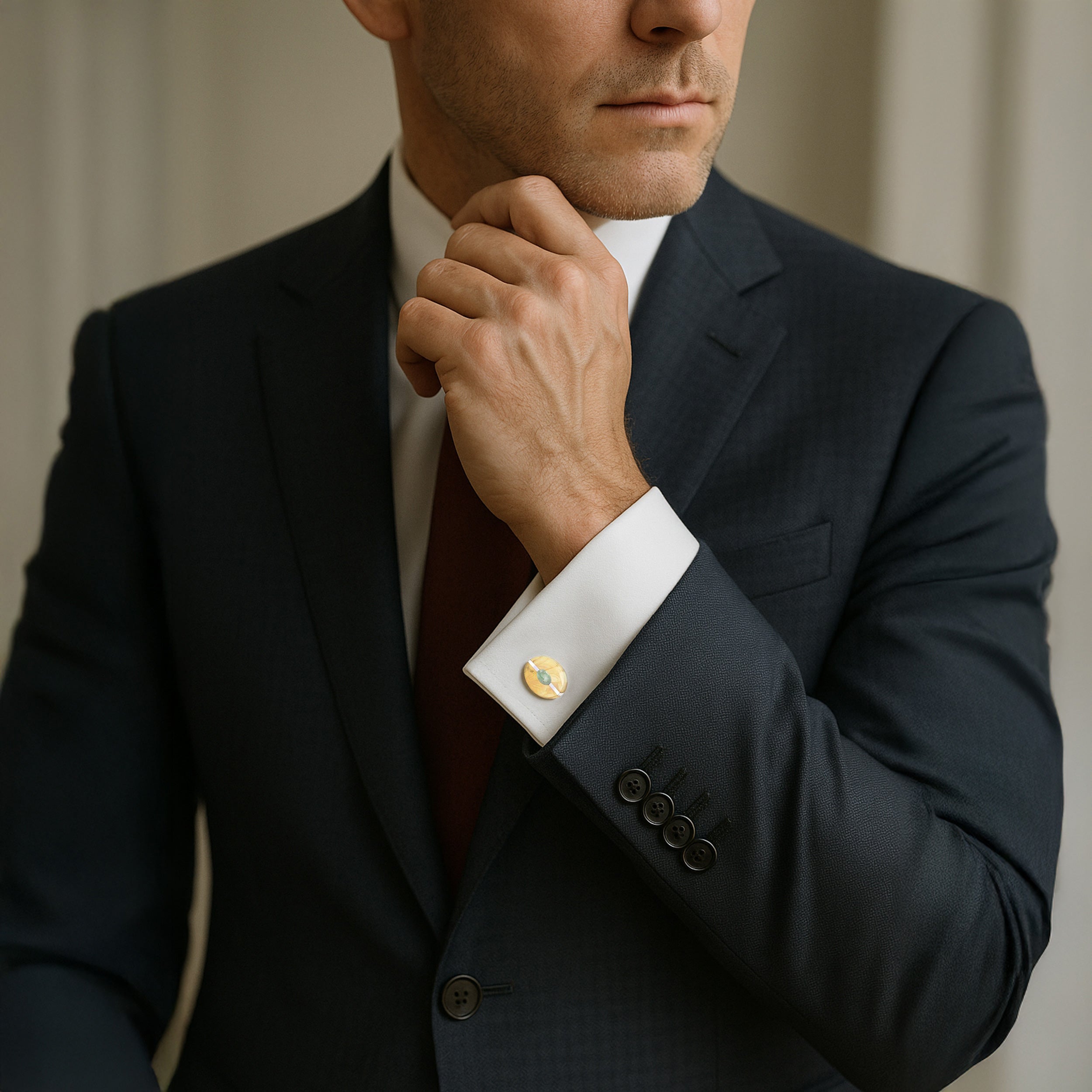 Baltic Amber With Opal Doublet Sterling Silver Cufflinks