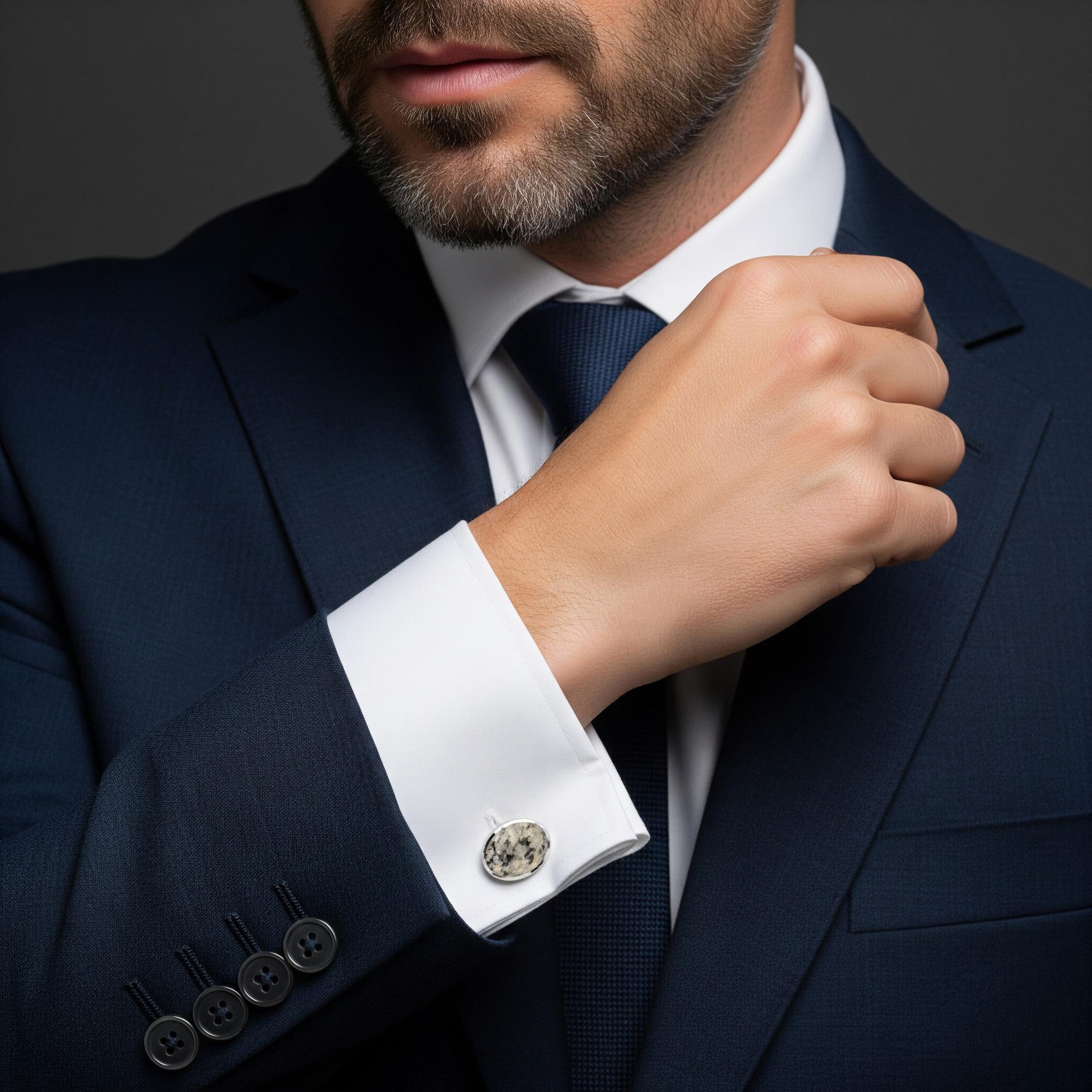 Sterling Silver Oval Cufflinks With Donegal Stone