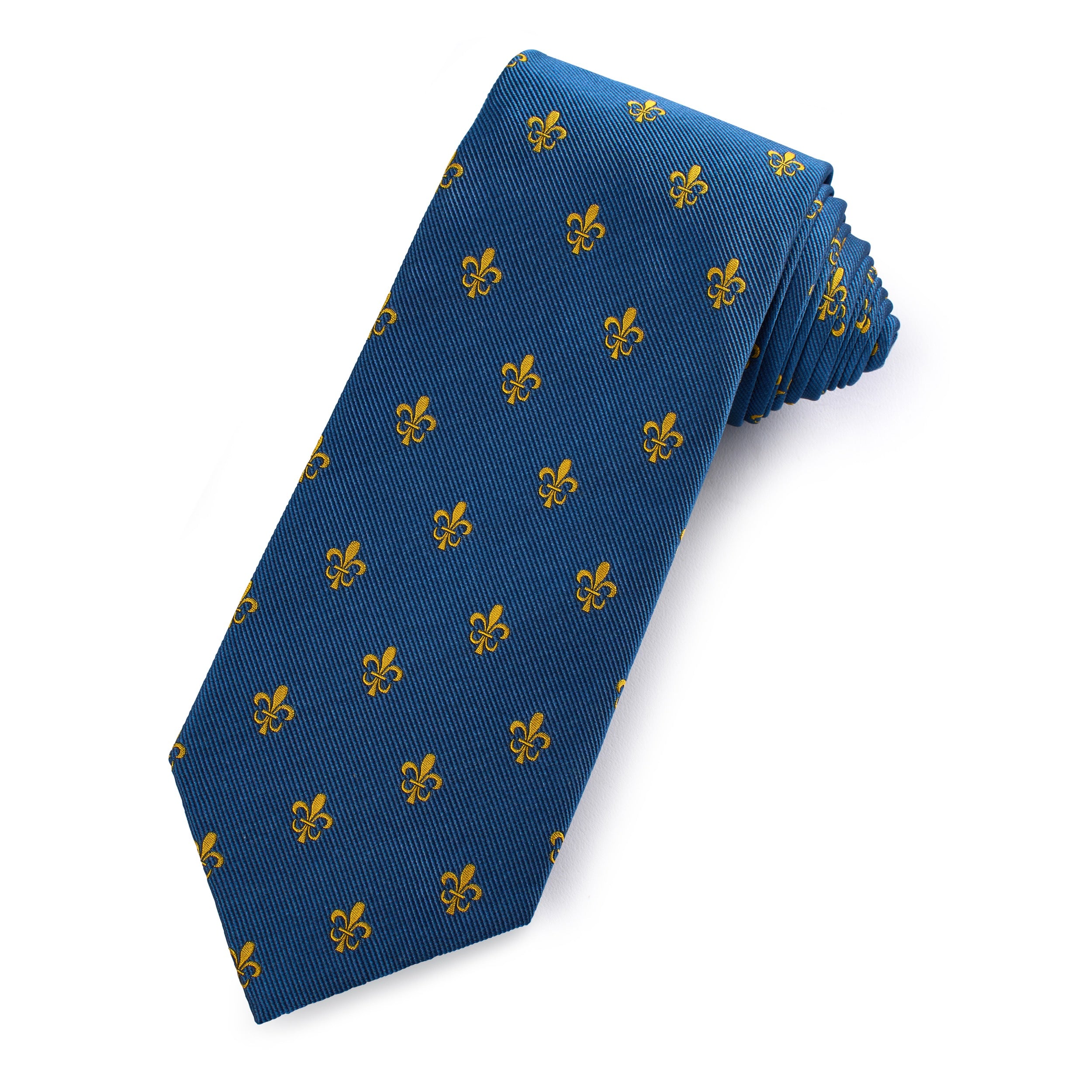 Fleur de Lys Silk Tie in Sapphire Blue