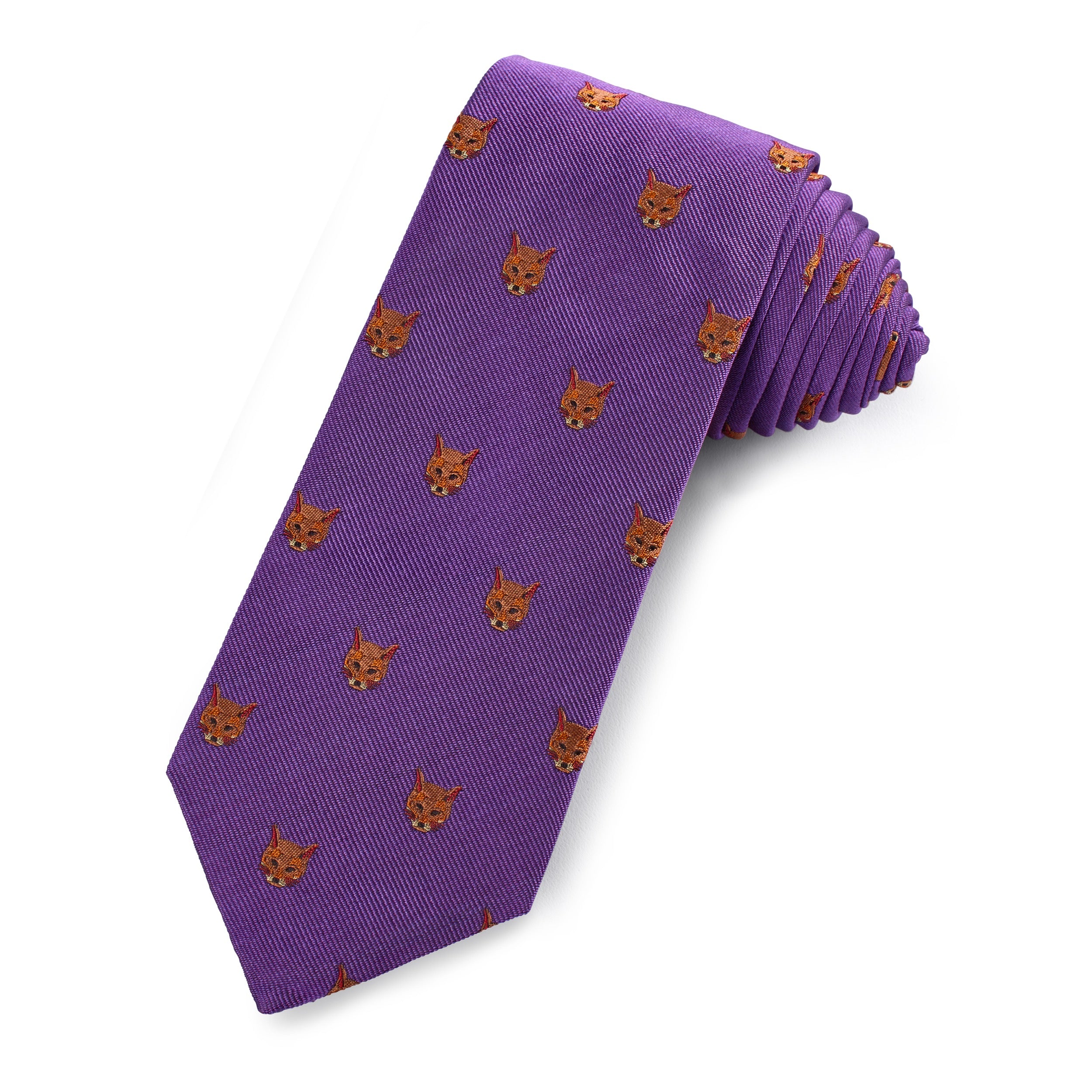 Fox Head Silk Tie in Regency Purple