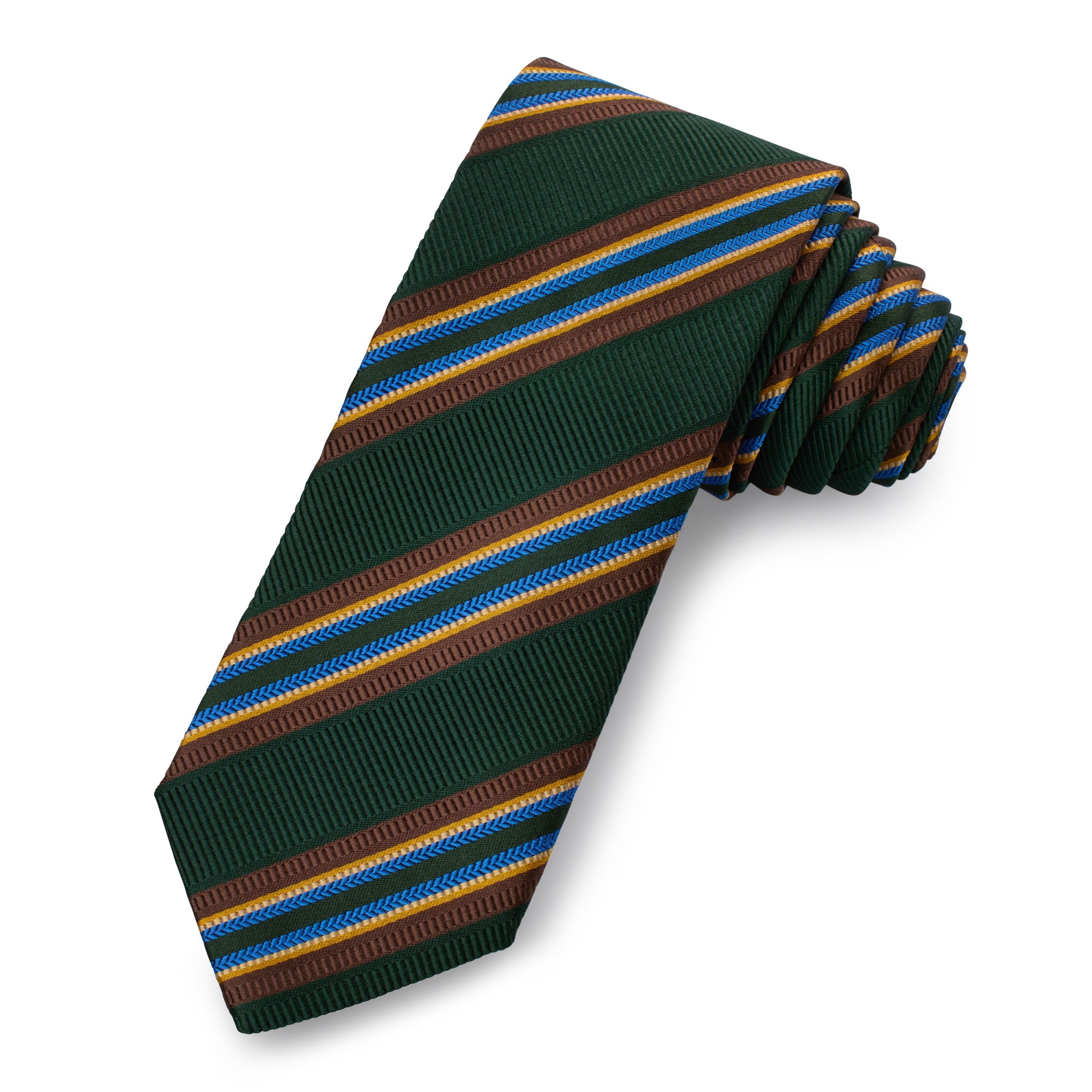 Harrington Stripe Silk Tie In Highland Green