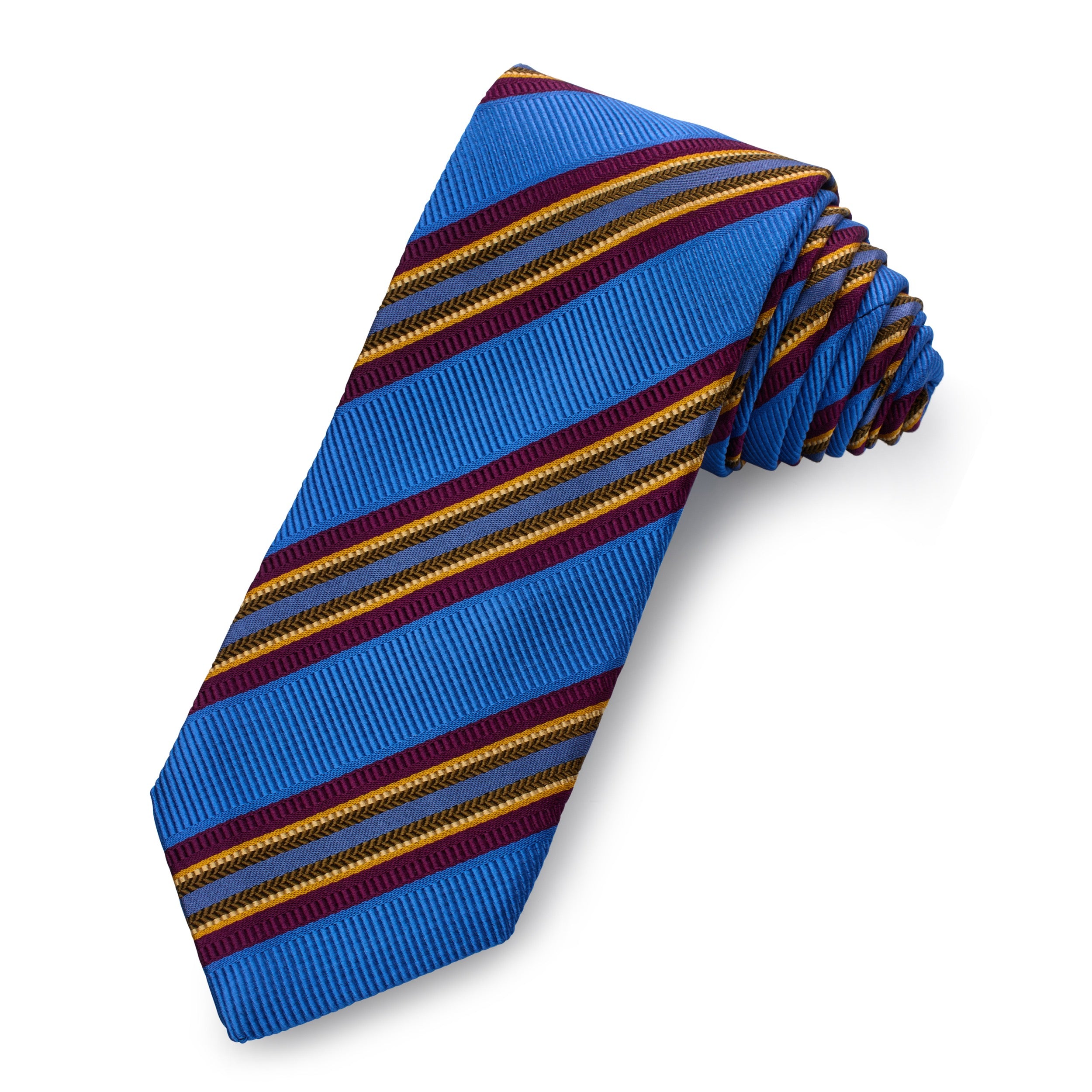 Harrington Stripe Silk Tie In Regatta Blue