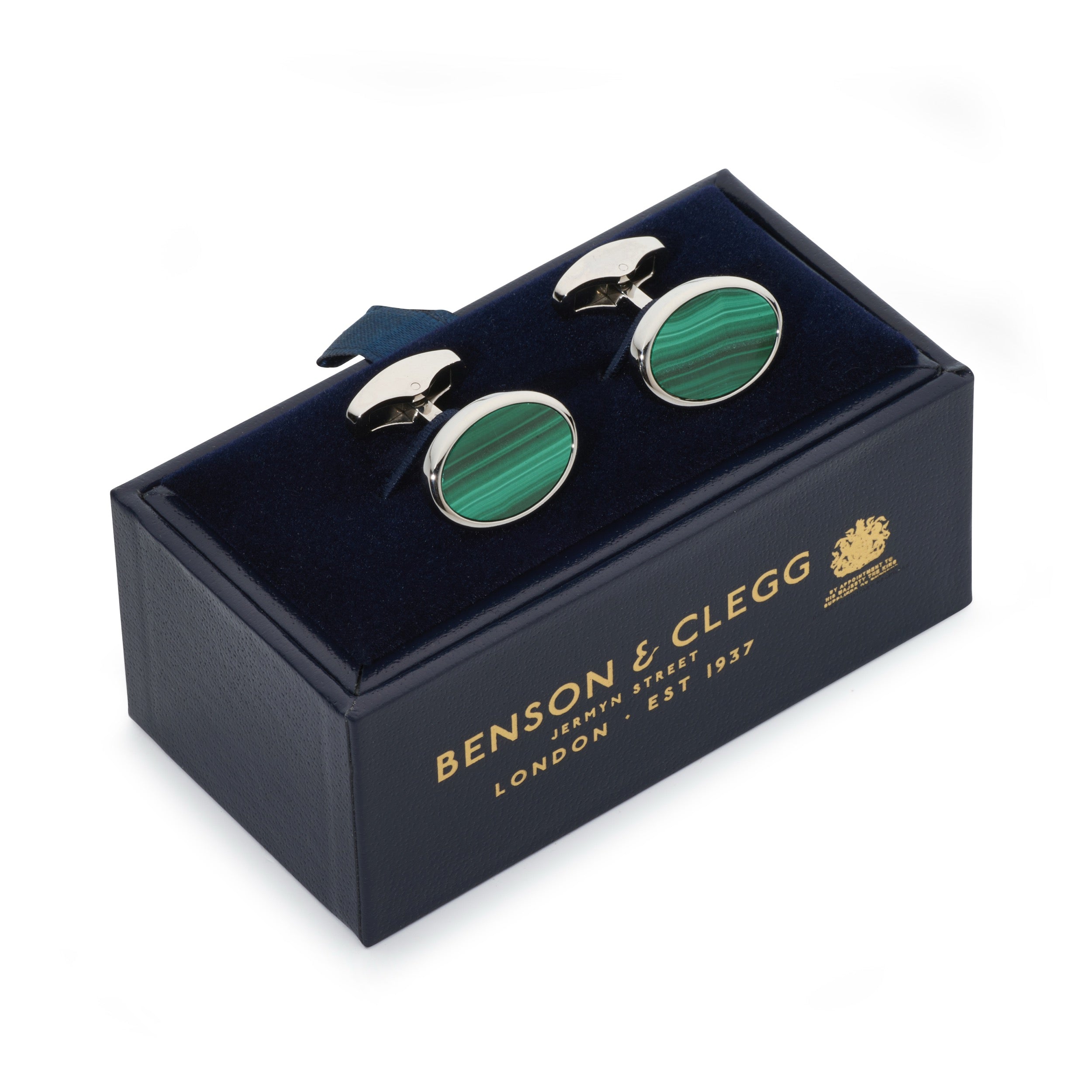 Malachite Cufflinks In Silver