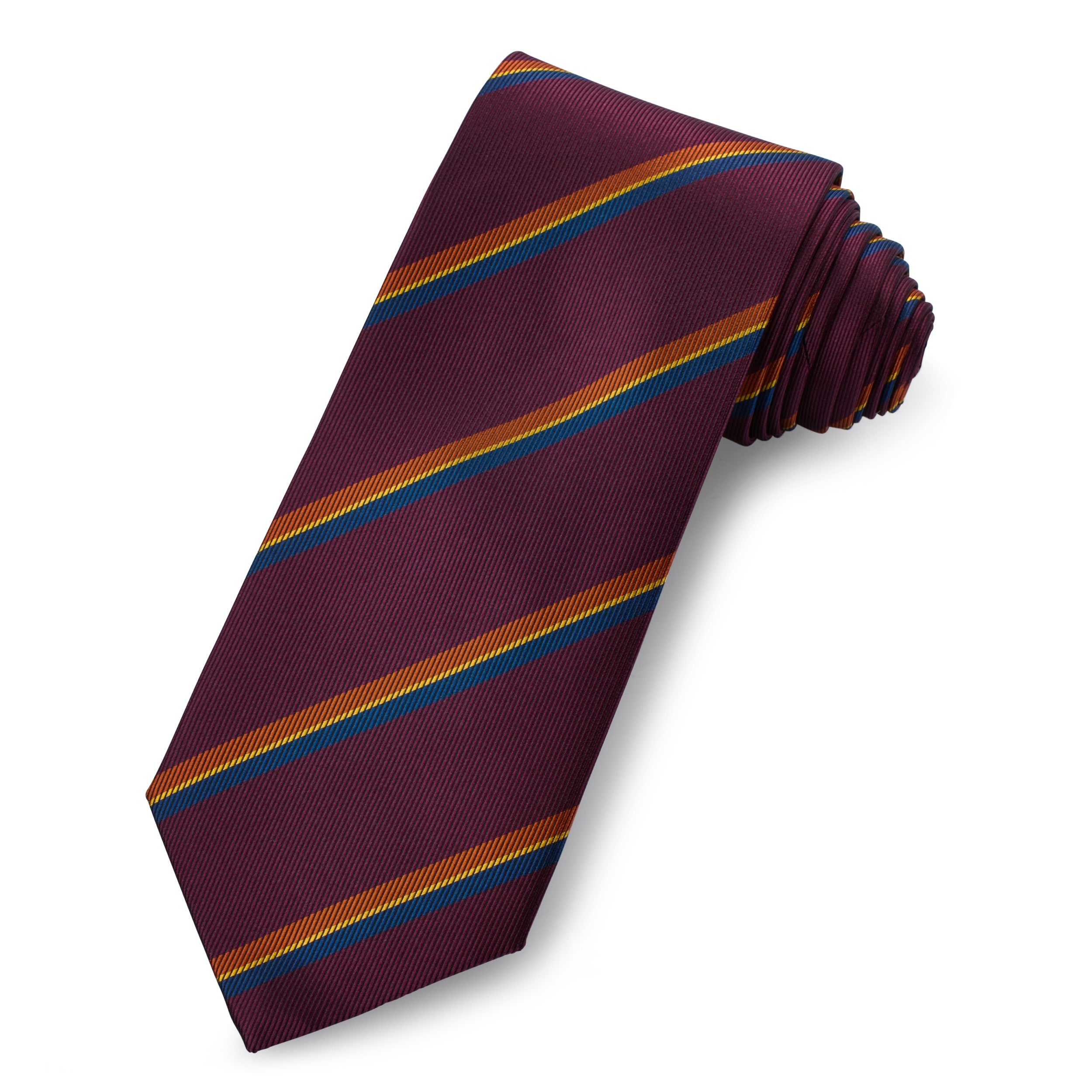 Montague Stripe Silk Tie In Claret