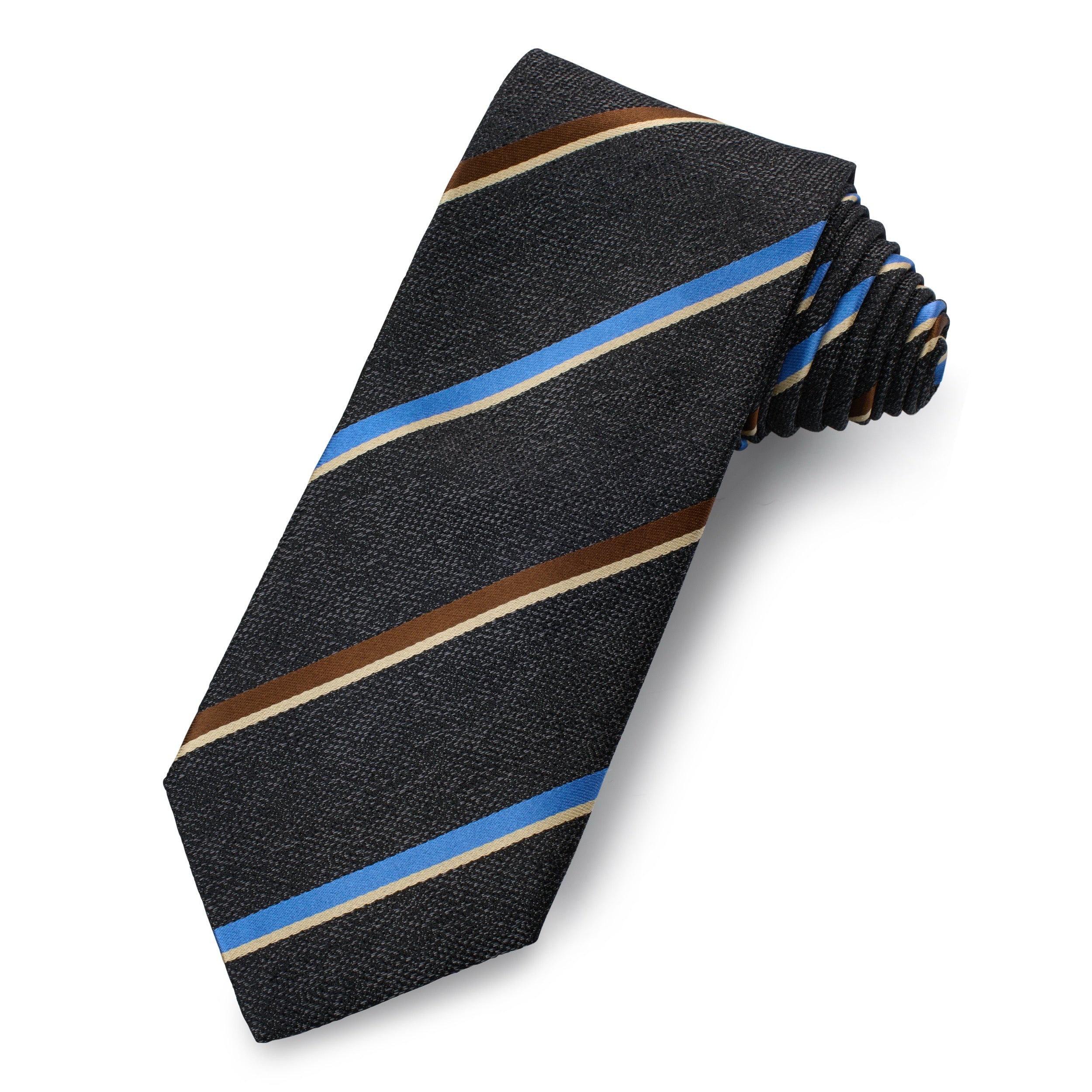 Montague Stripe Silk Tie In Graphite