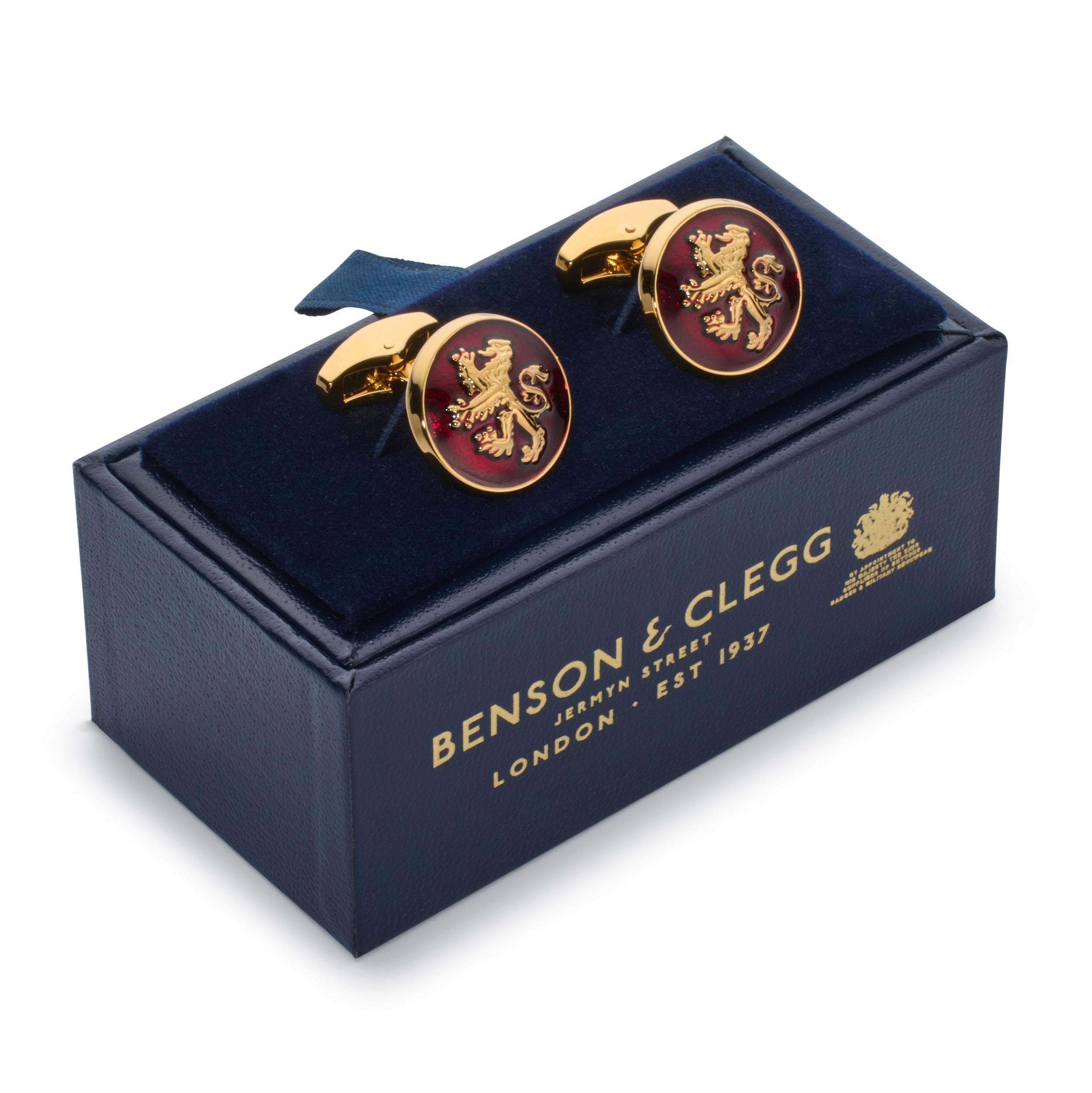 Rampant Lion Cufflinks In Red