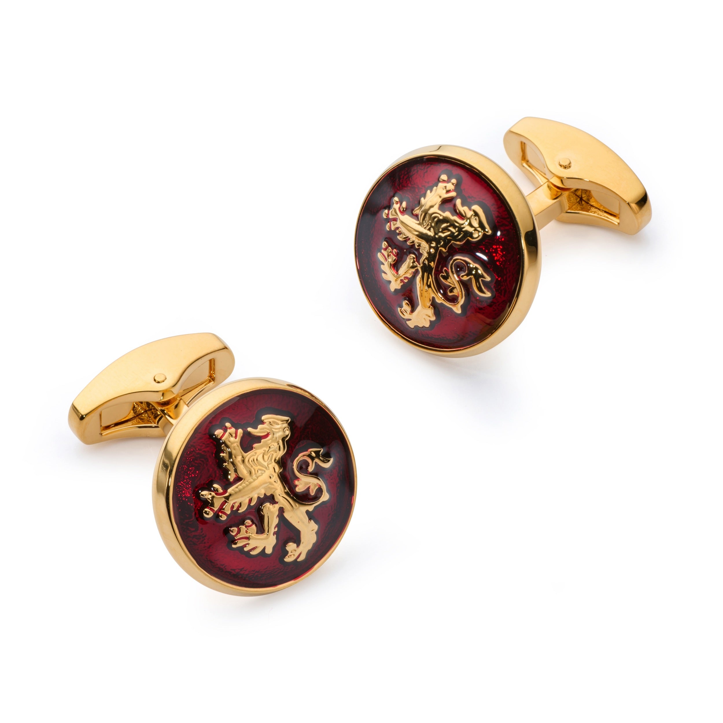 Rampant Lion Cufflinks In Red