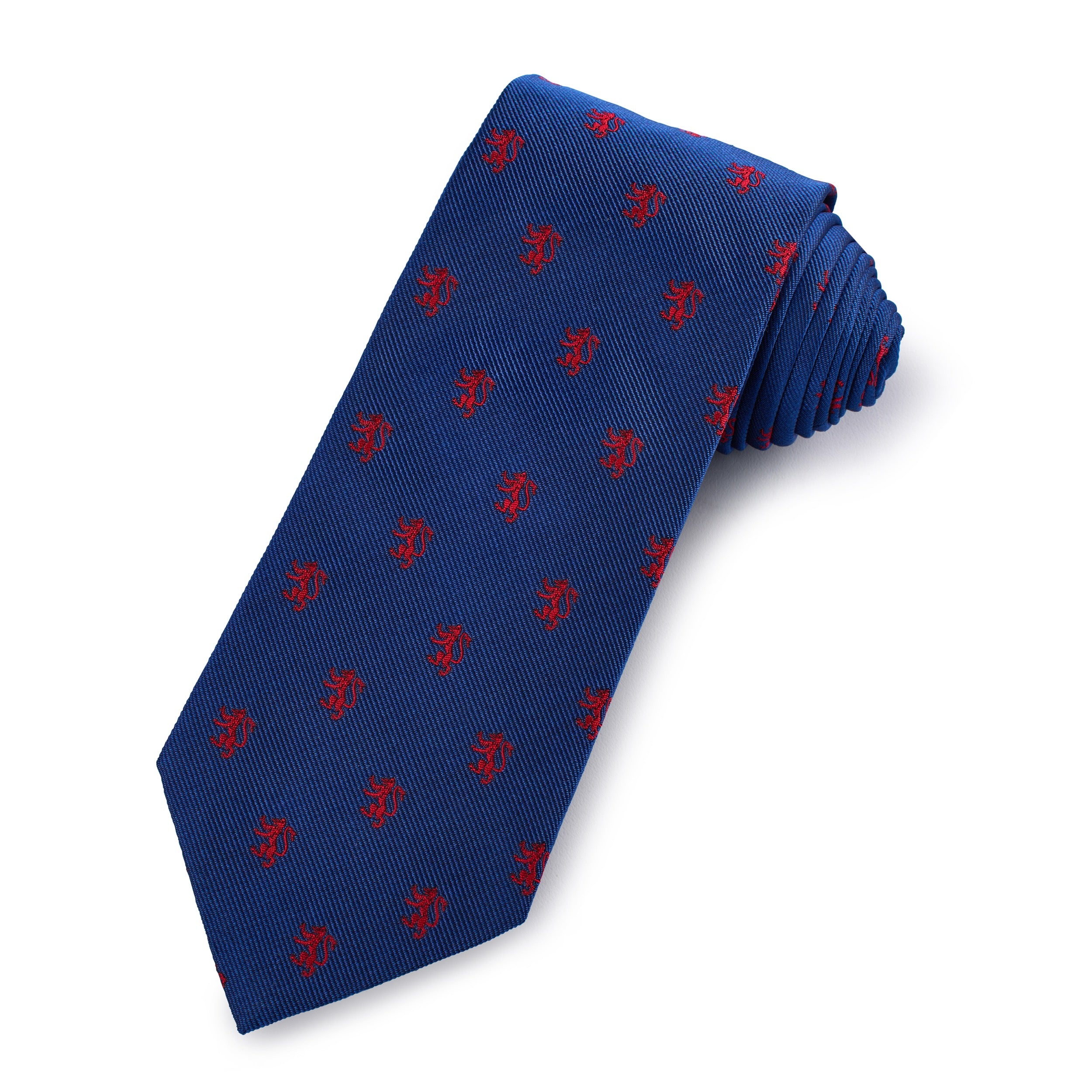 Rampant Lion Silk Tie In Blue