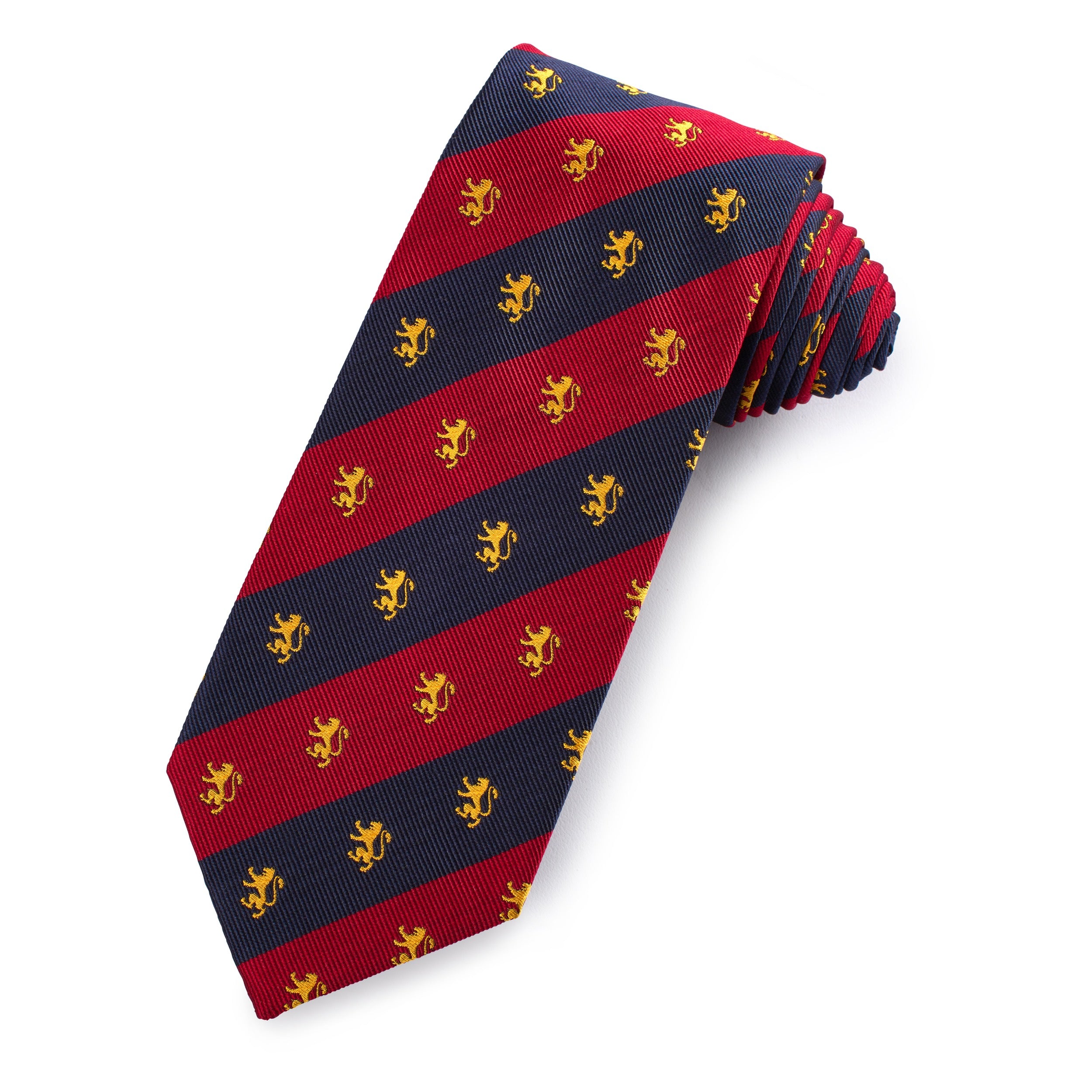 Regent Lion Silk Tie In Crimson & Navy