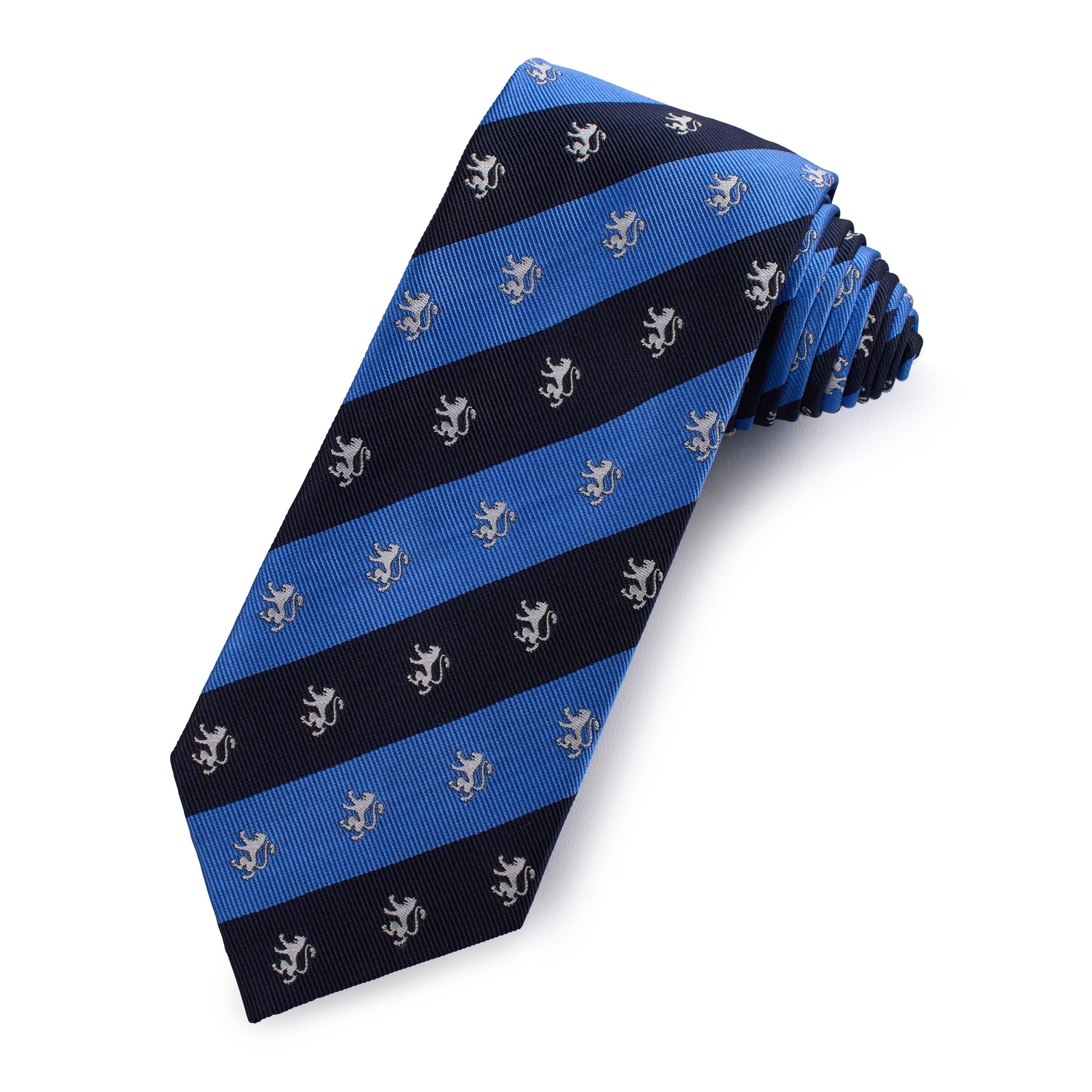 Regent Lion Silk Tie In Sky Blue & Navy