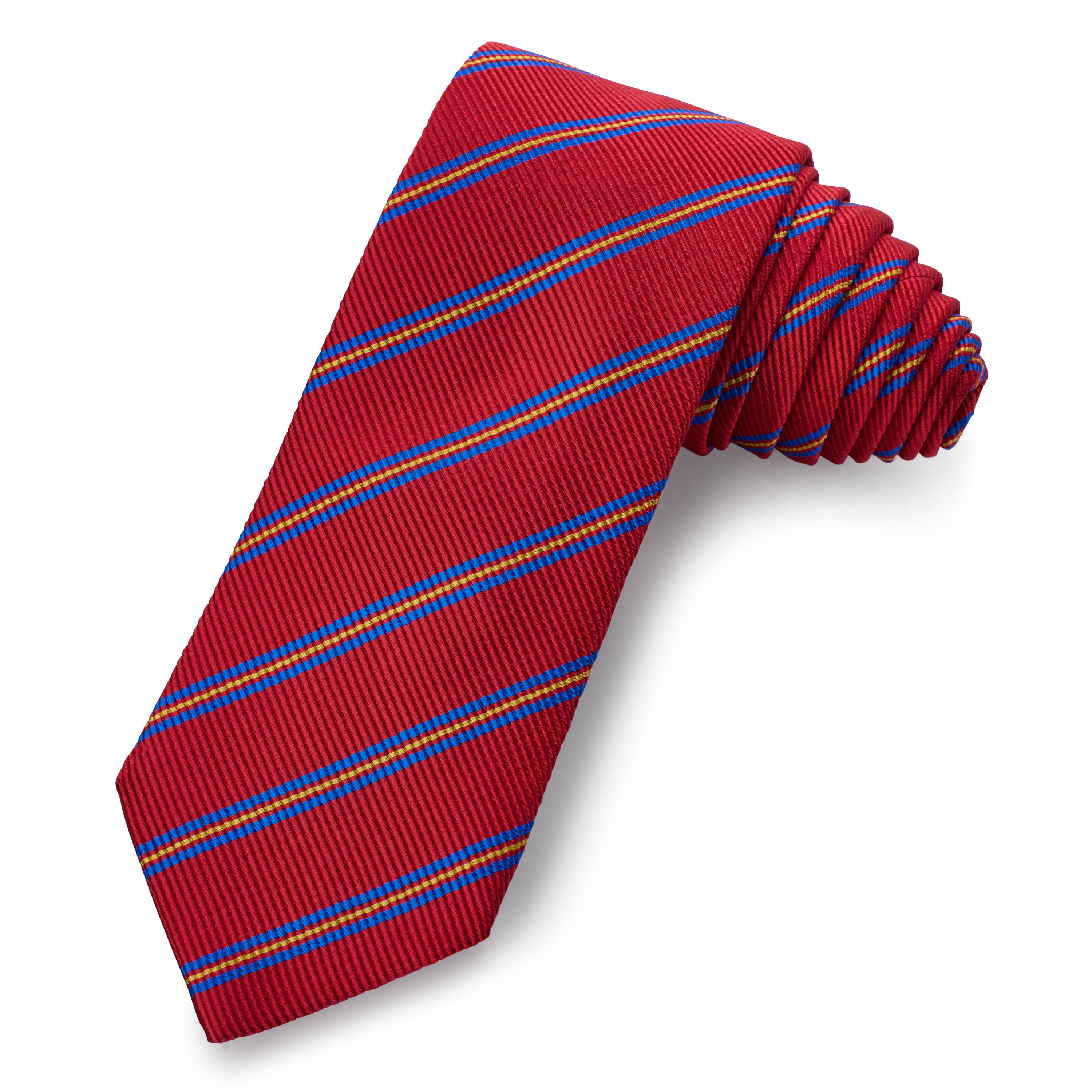 Sovereign Stripe Silk Tie In Cardinal Red