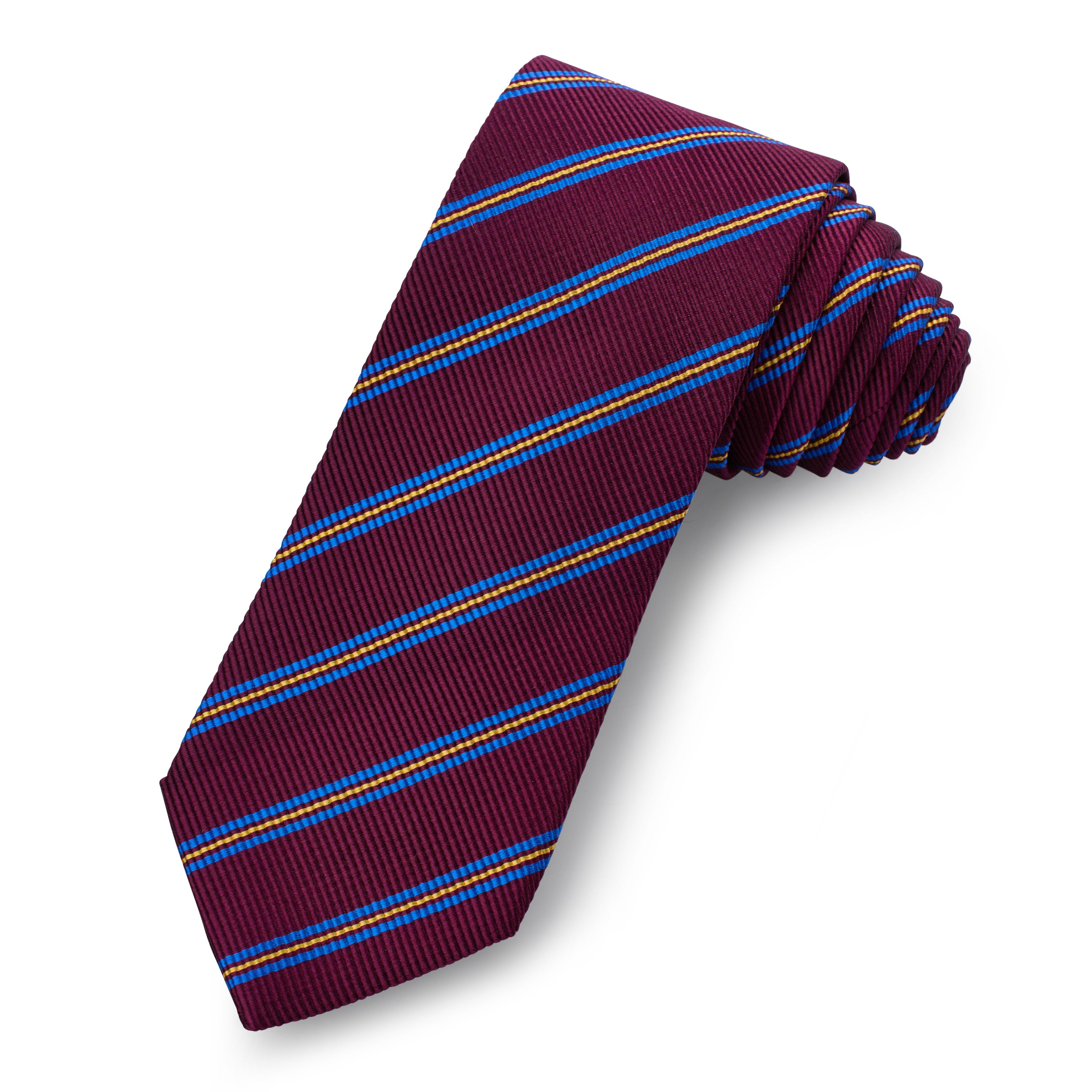 Sovereign Stripe Silk Tie In Claret Red