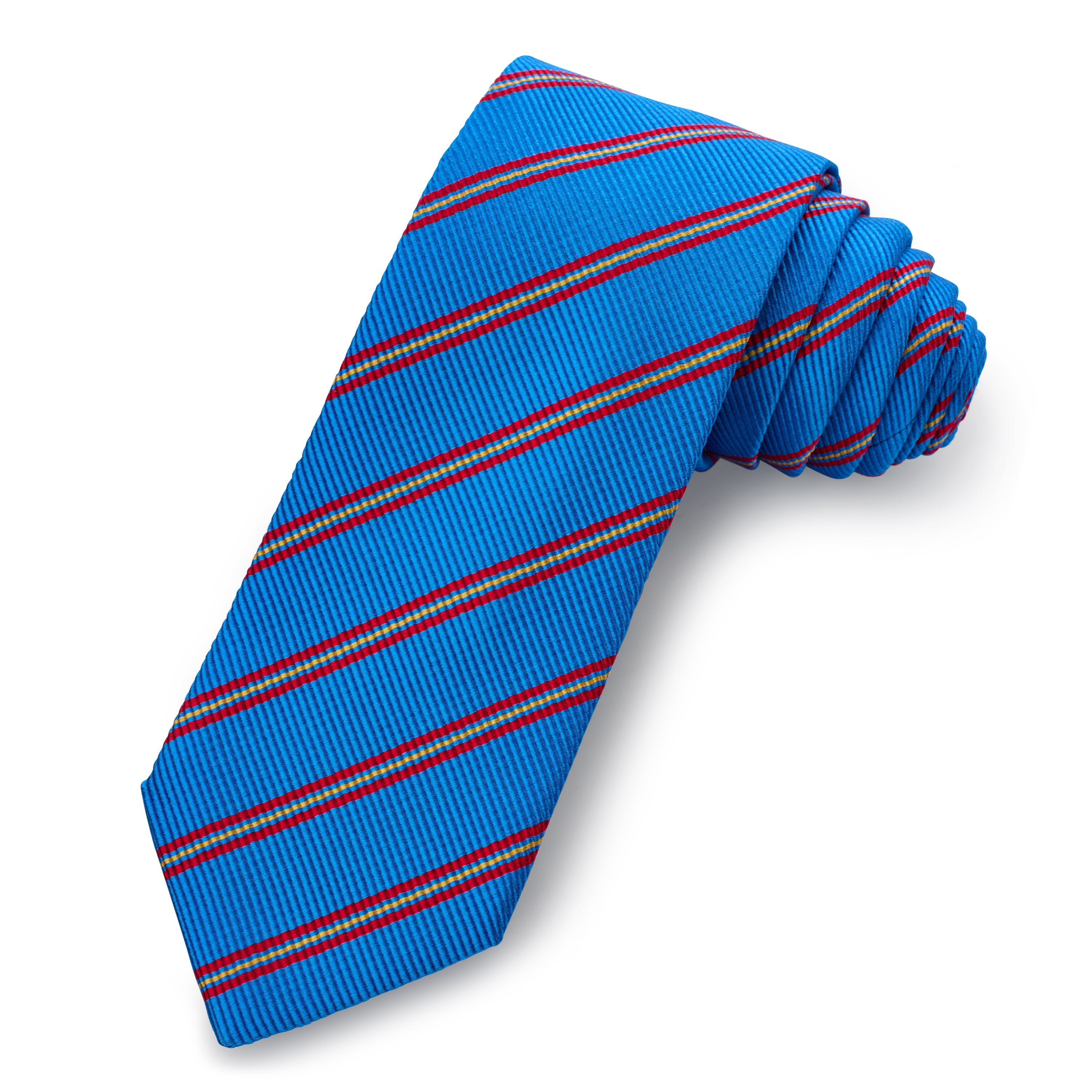 Sovereign Stripe Silk Tie In Riviera Blue