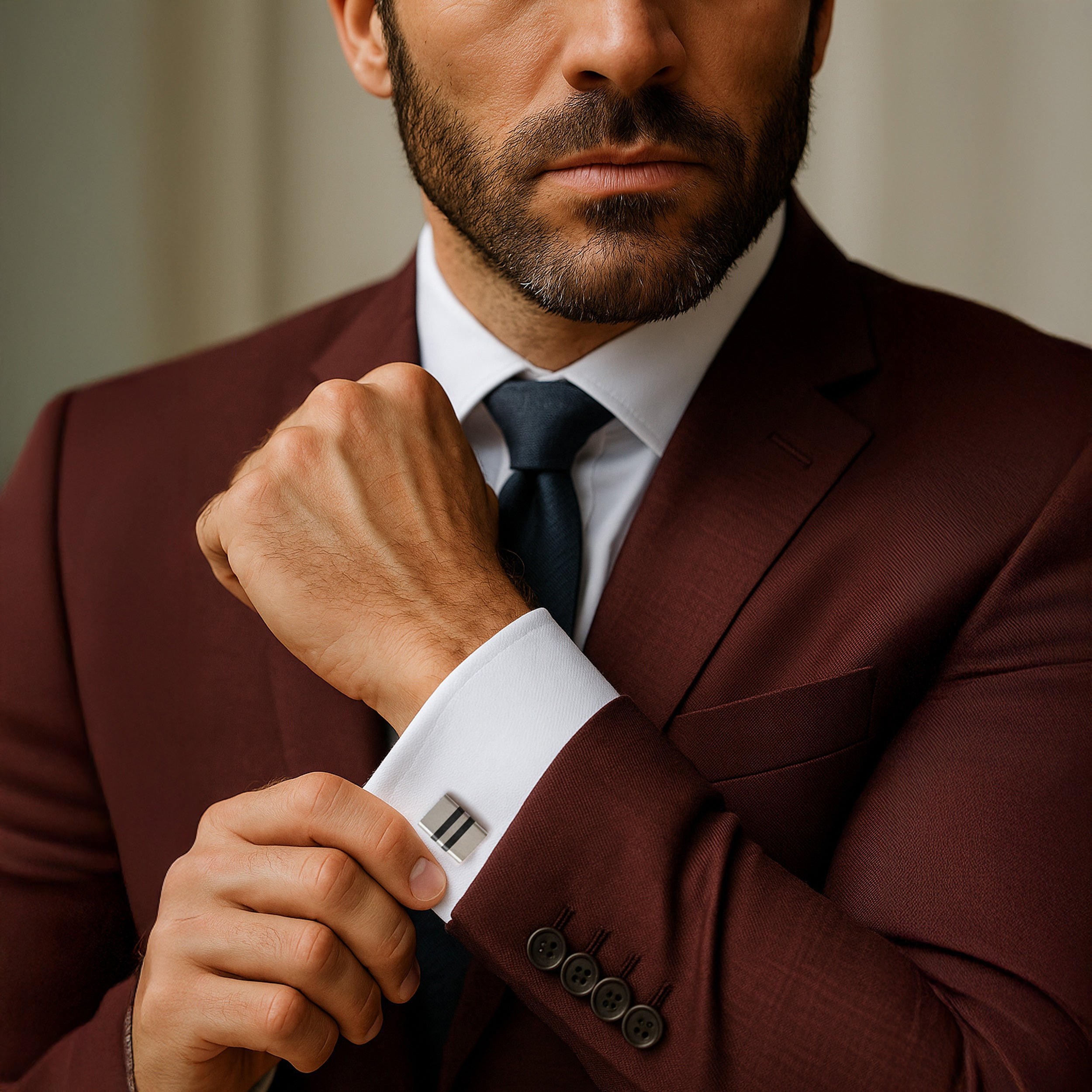 Stratos Cufflinks in Steel & Onyx