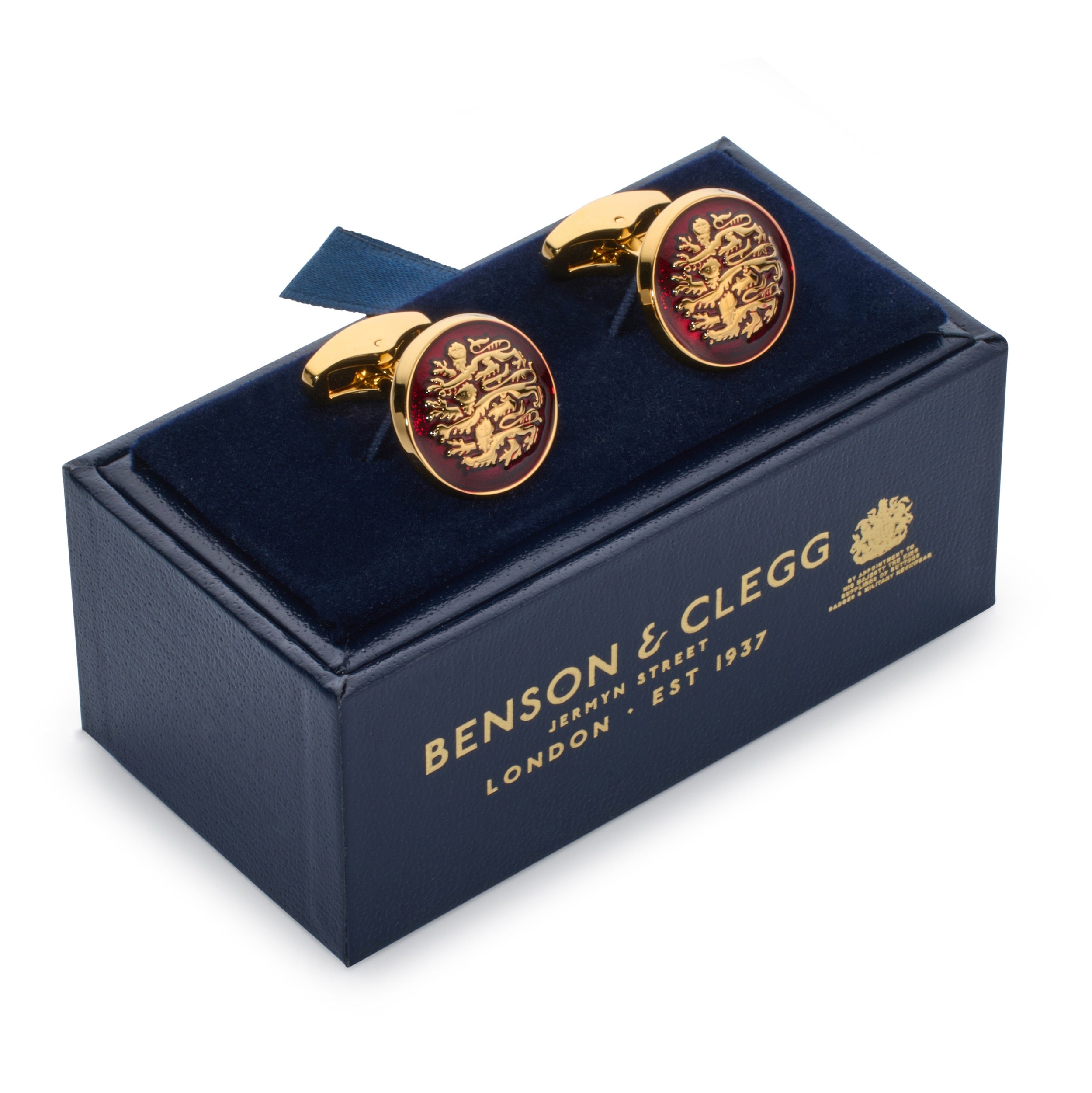 Three Lions Passant Cufflinks In Red