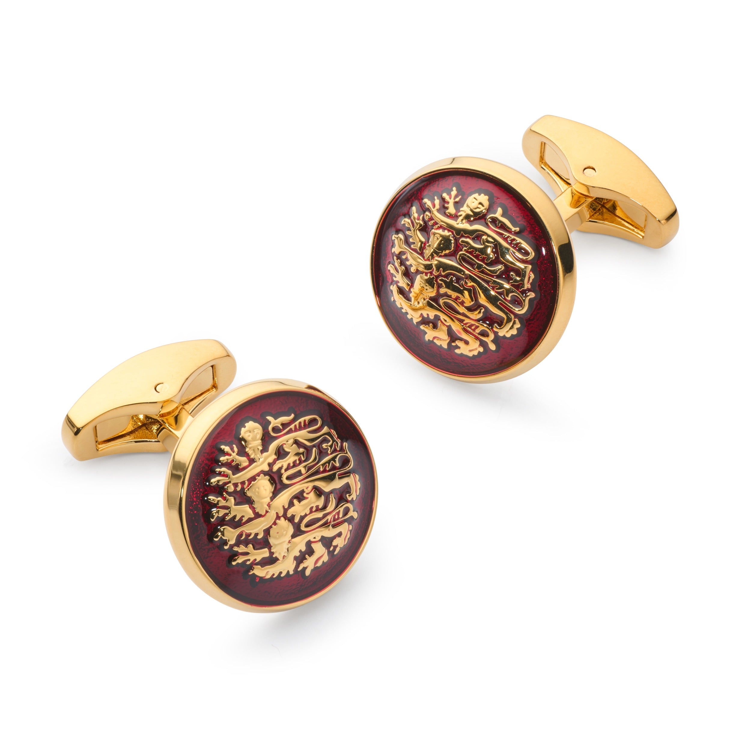 Three Lions Passant Cufflinks In Red