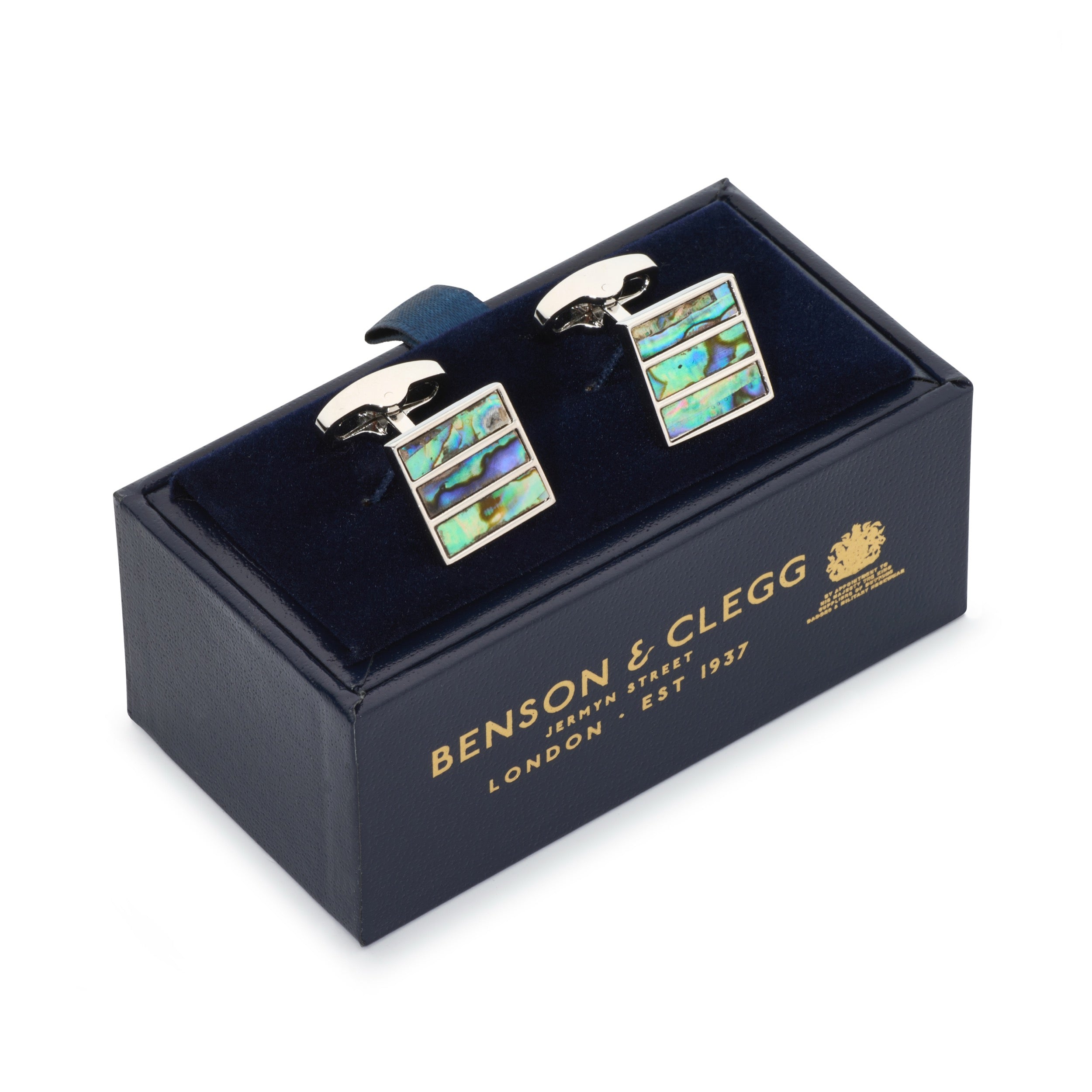 Triptych Cufflinks In Blue Green Mother Of Pearl