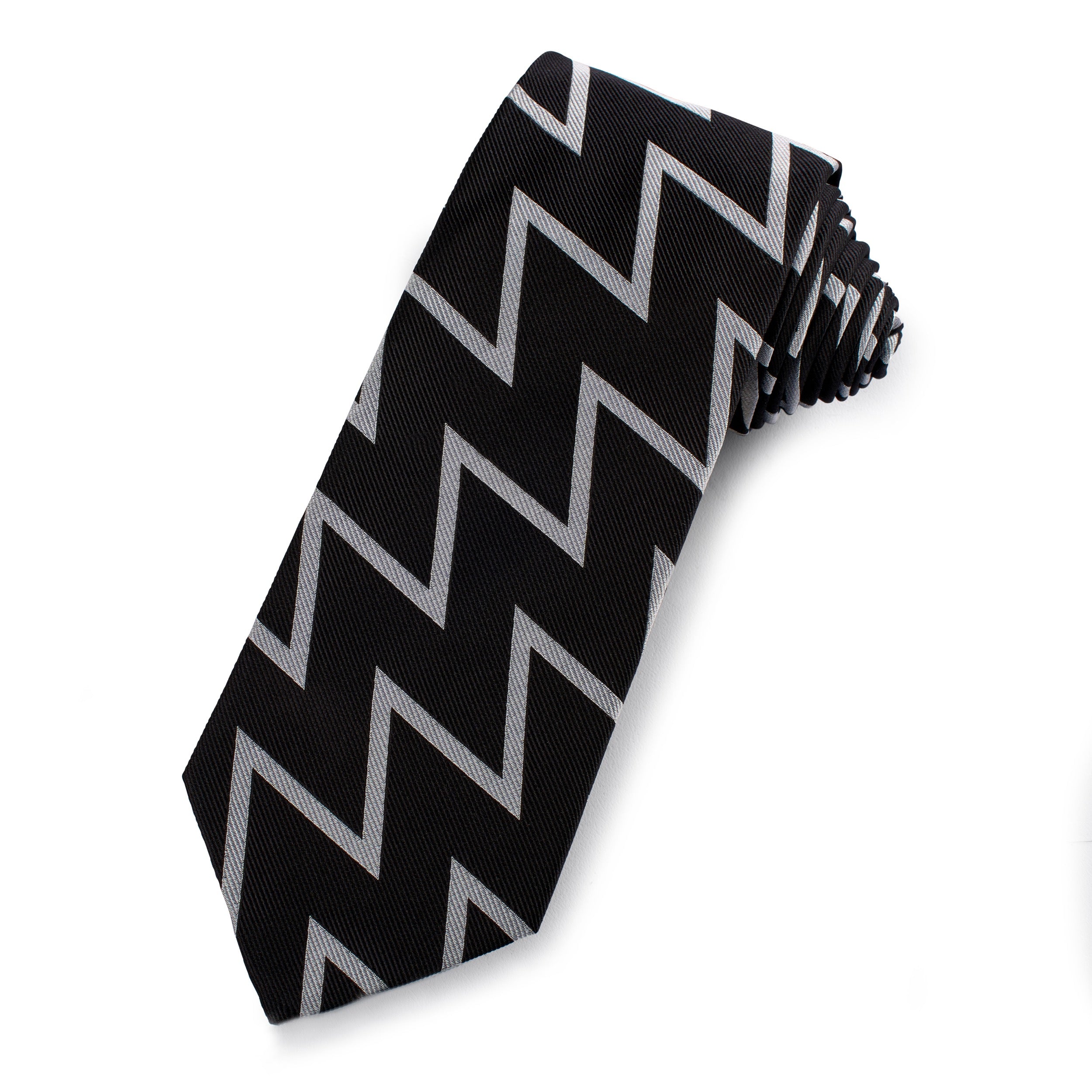 Vanguard Silk Tie In Black & Silver