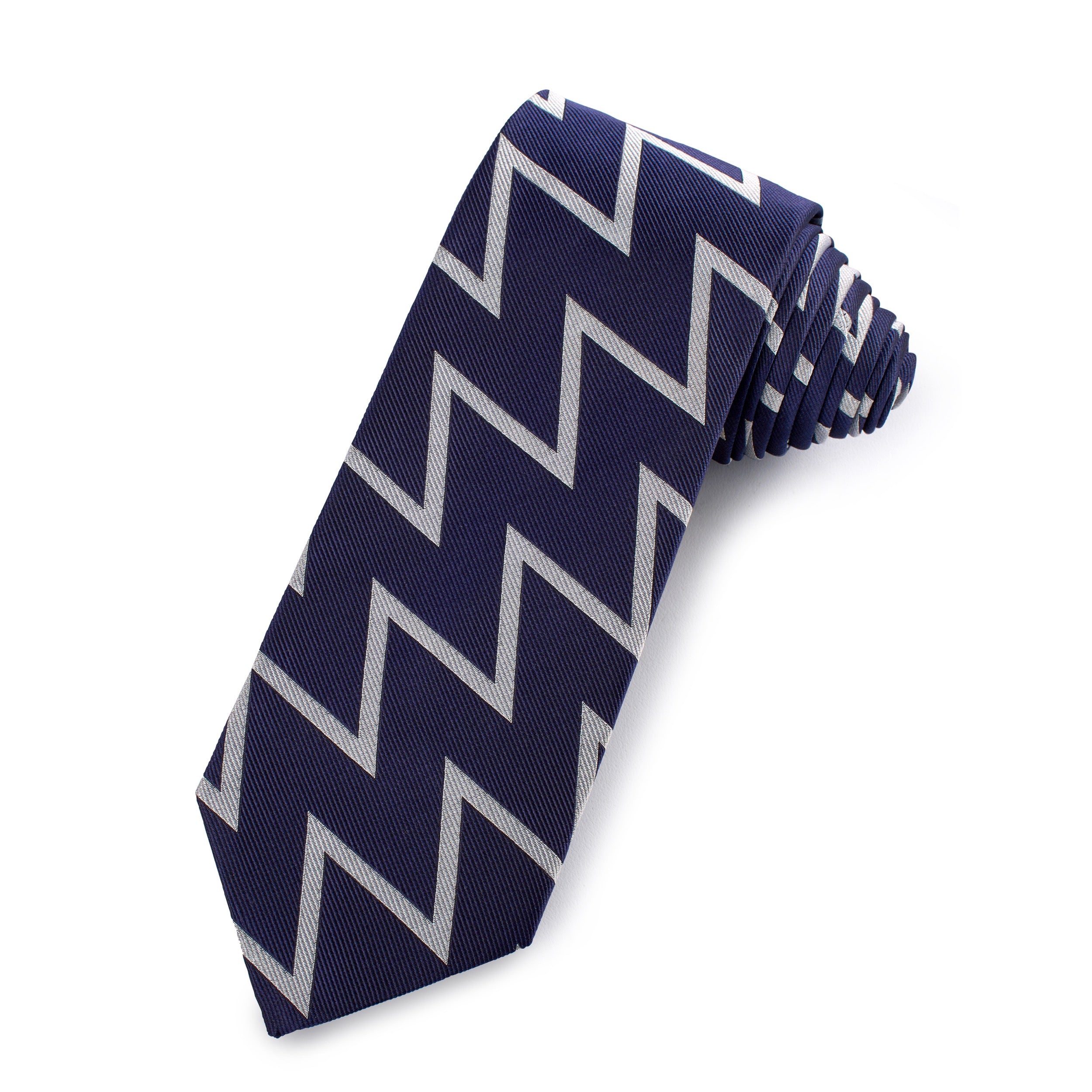 Vanguard Silk Tie In Cobalt & Silver