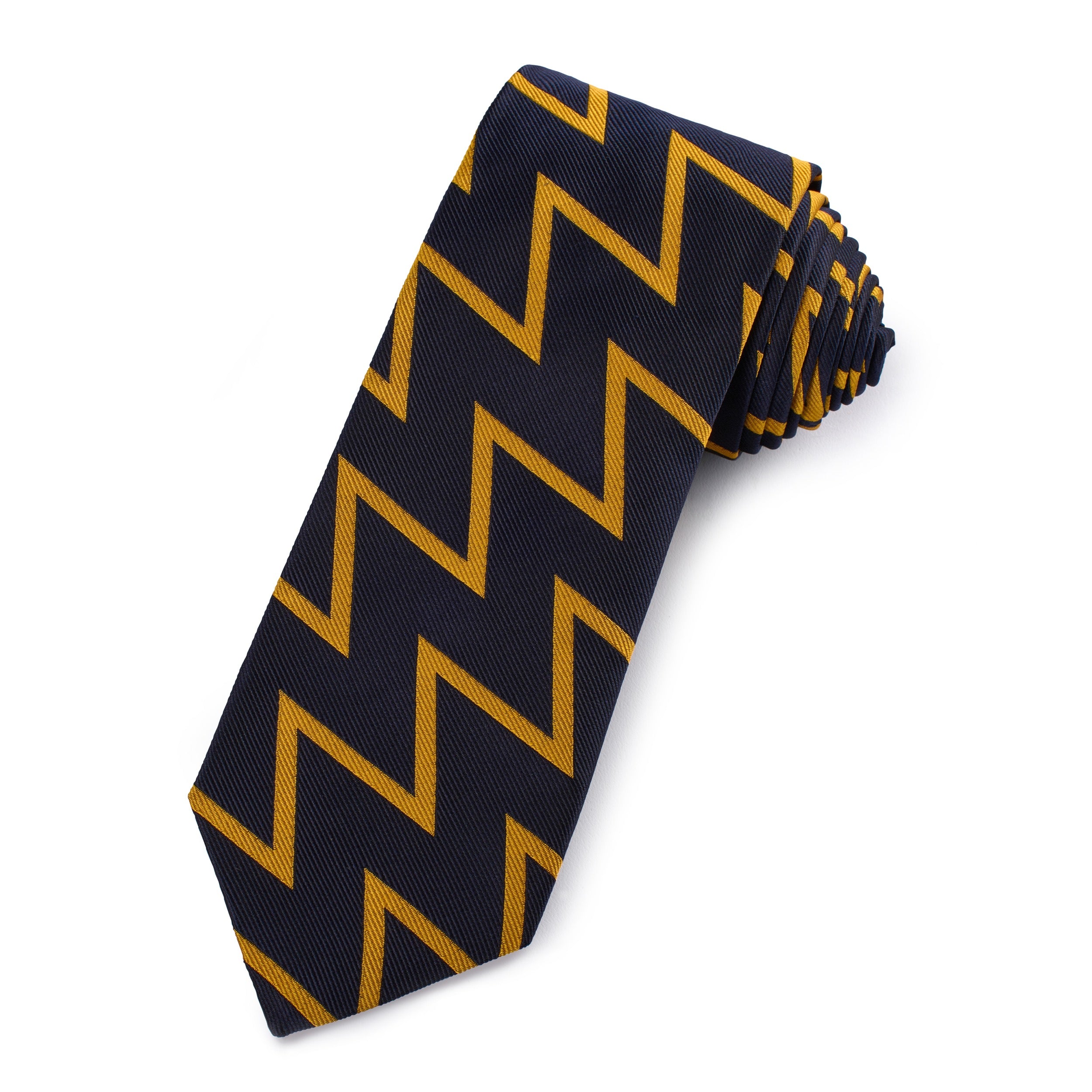 Vanguard Silk Tie In Navy & Antique Gold