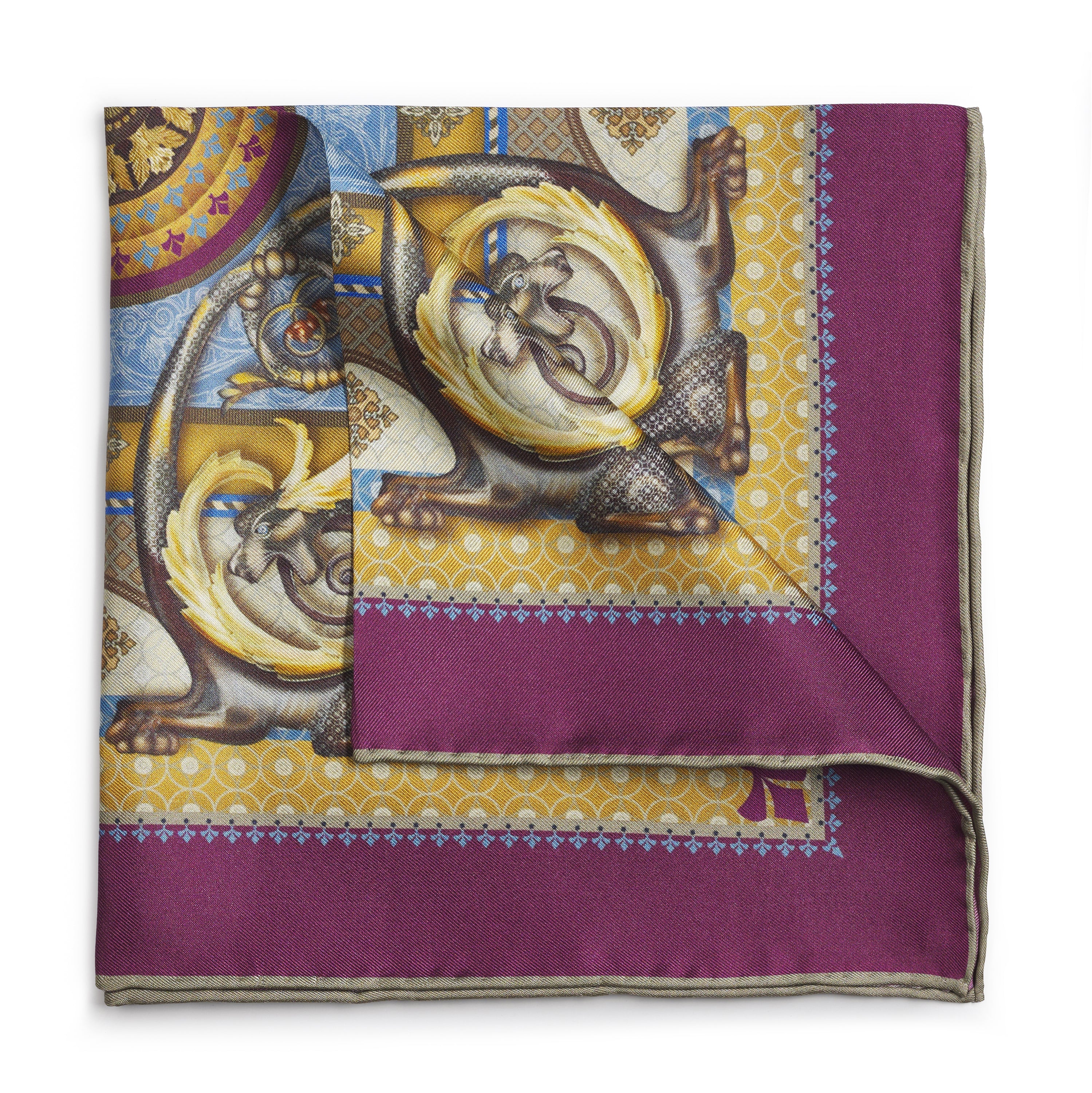 Burlington House Academy Gate Claret Pocket Square