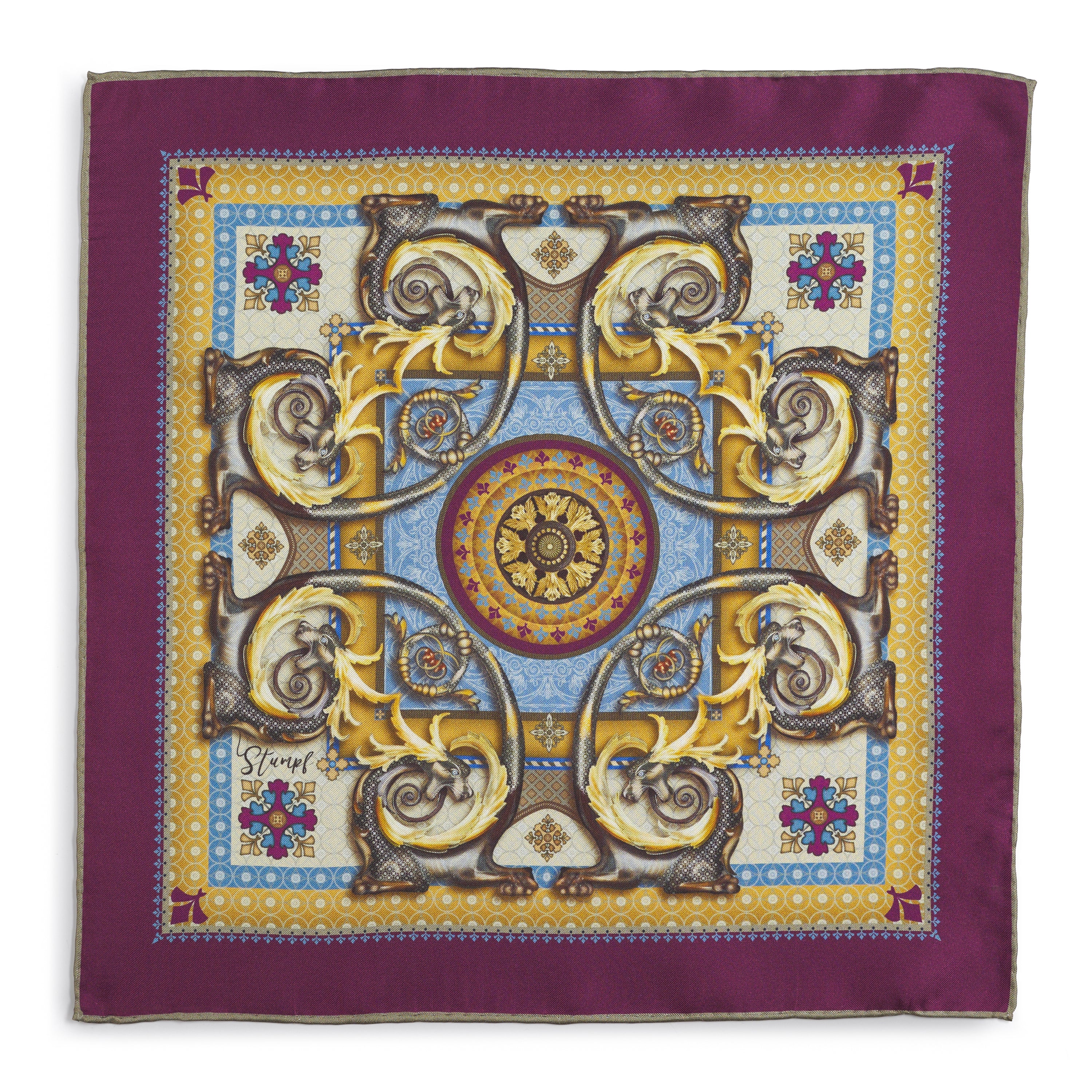 Burlington House Academy Gate Claret Pocket Square