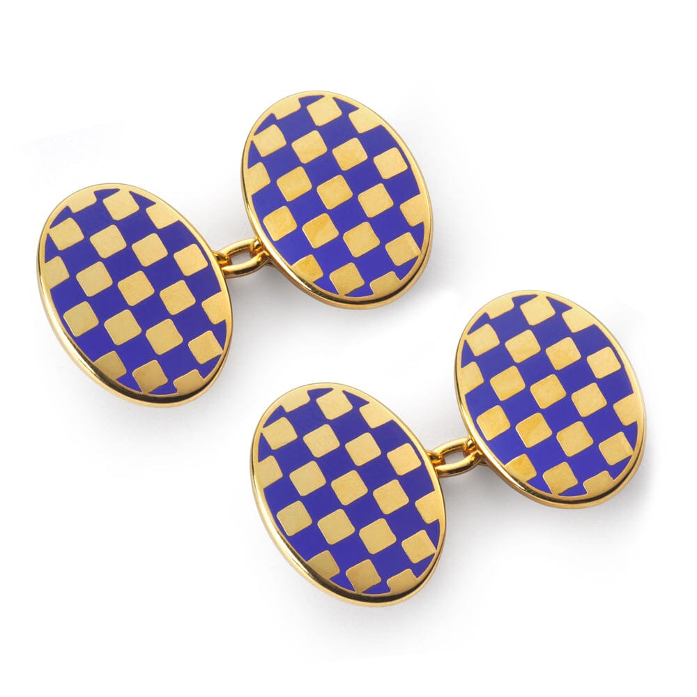 Checkerboard Chain Cufflinks In Indigo Cufflinks Benson & Clegg 