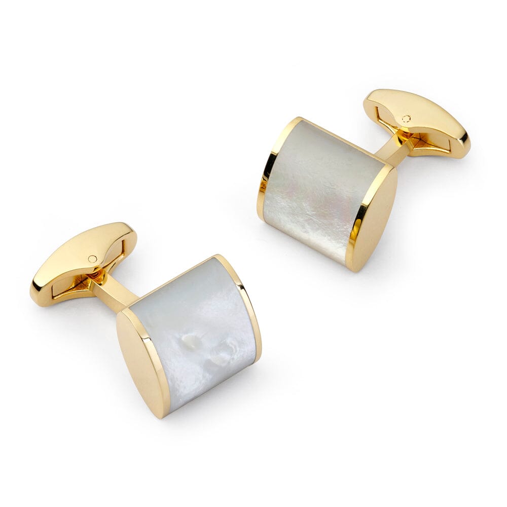 Neo Mother Of Pearl Cufflinks In Gold Cufflinks Benson & Clegg 