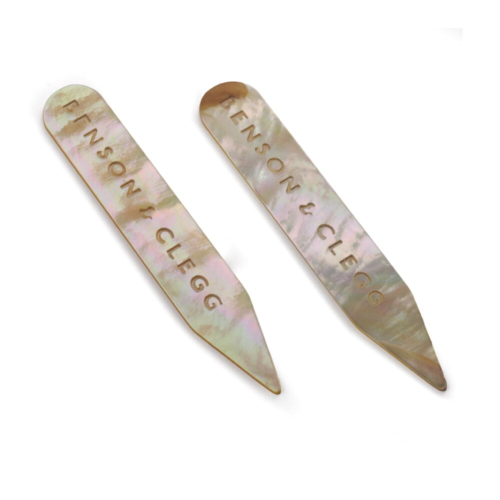 Collar Stiffeners In Golden Mother Of Pearl Accessories Benson & Clegg 