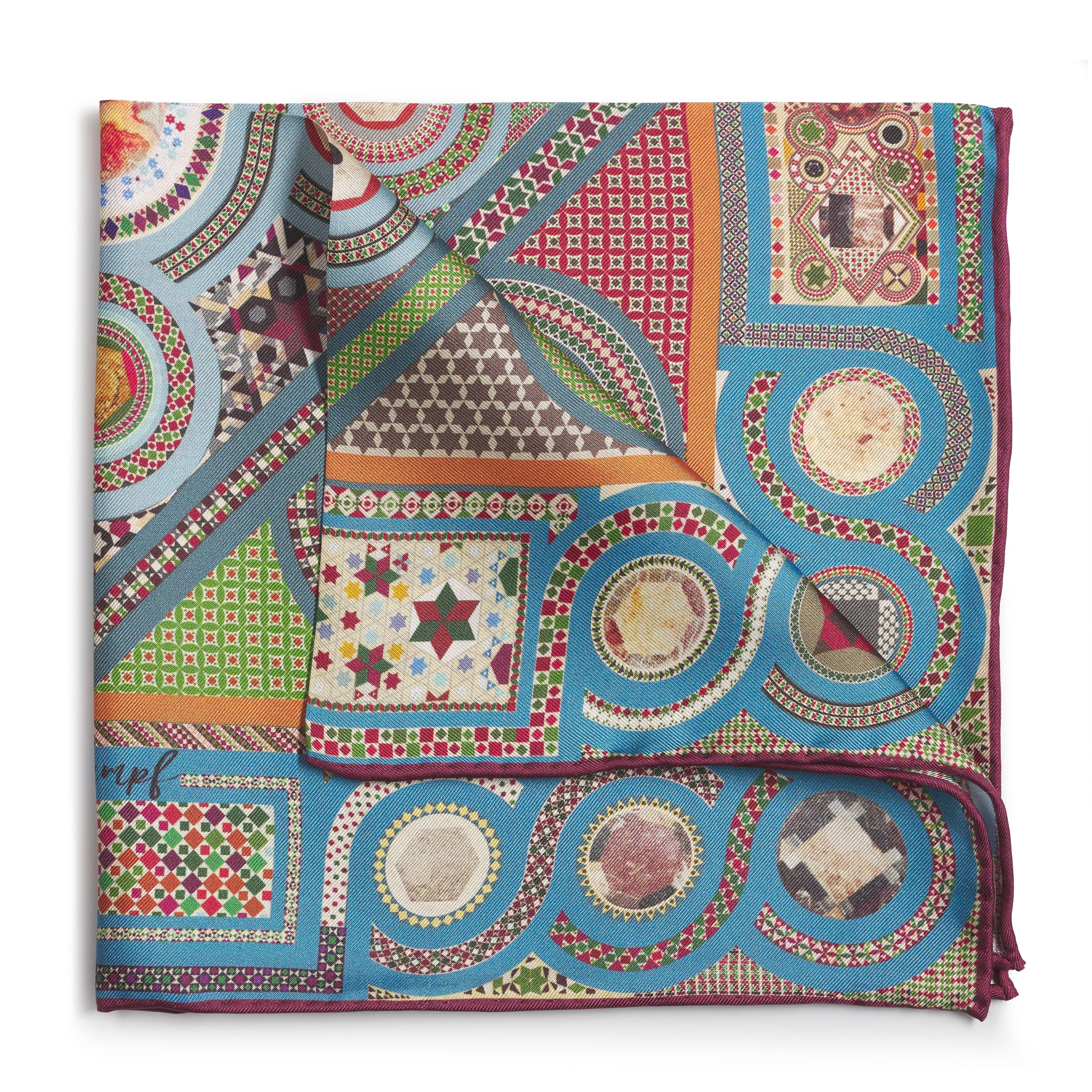 Cosmati Pocket Square - Luxury handcrafted silk pocket square by Benson & Clegg