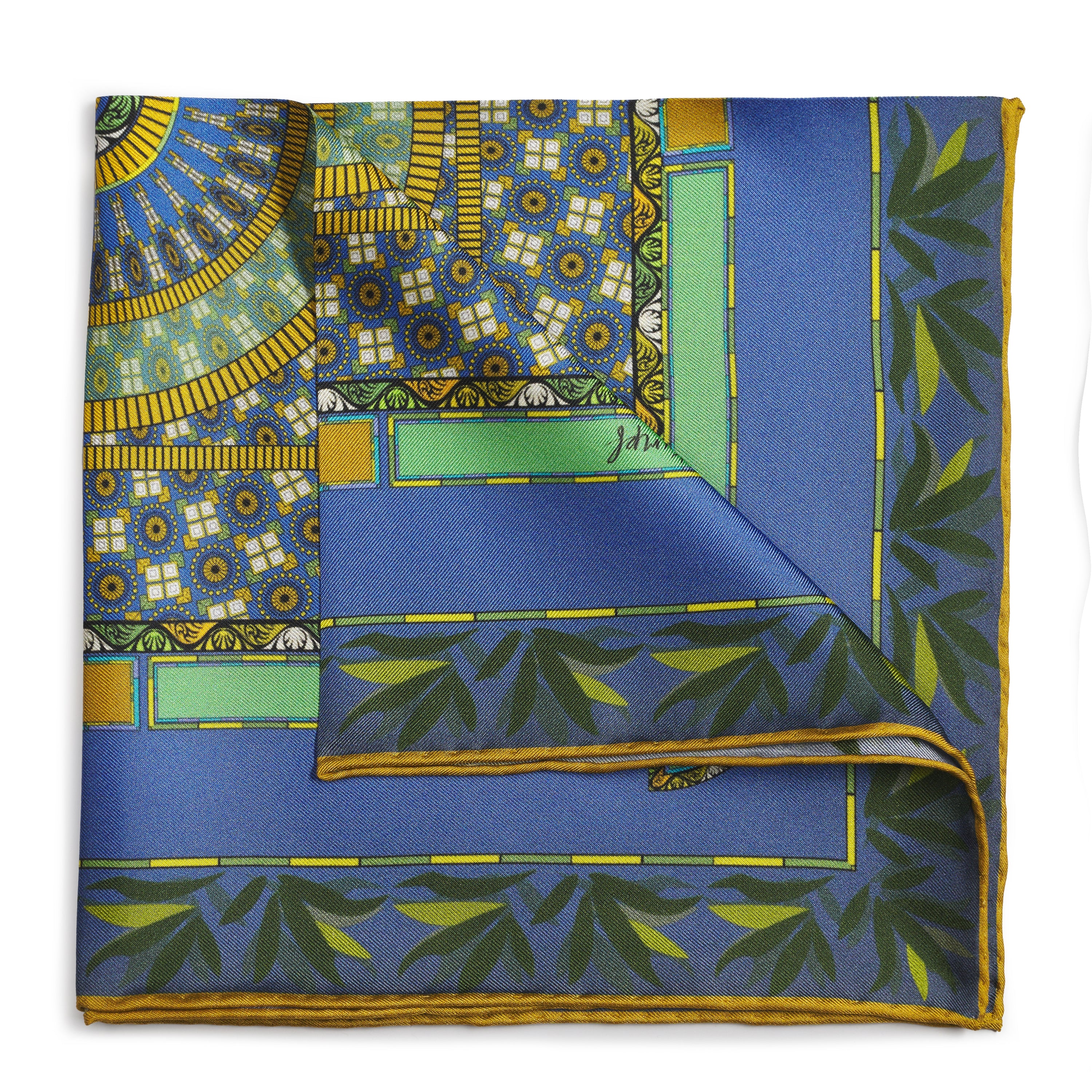 Criterion Bar Geometric Pocket Square - Luxury handcrafted silk pocket square by Benson & Clegg