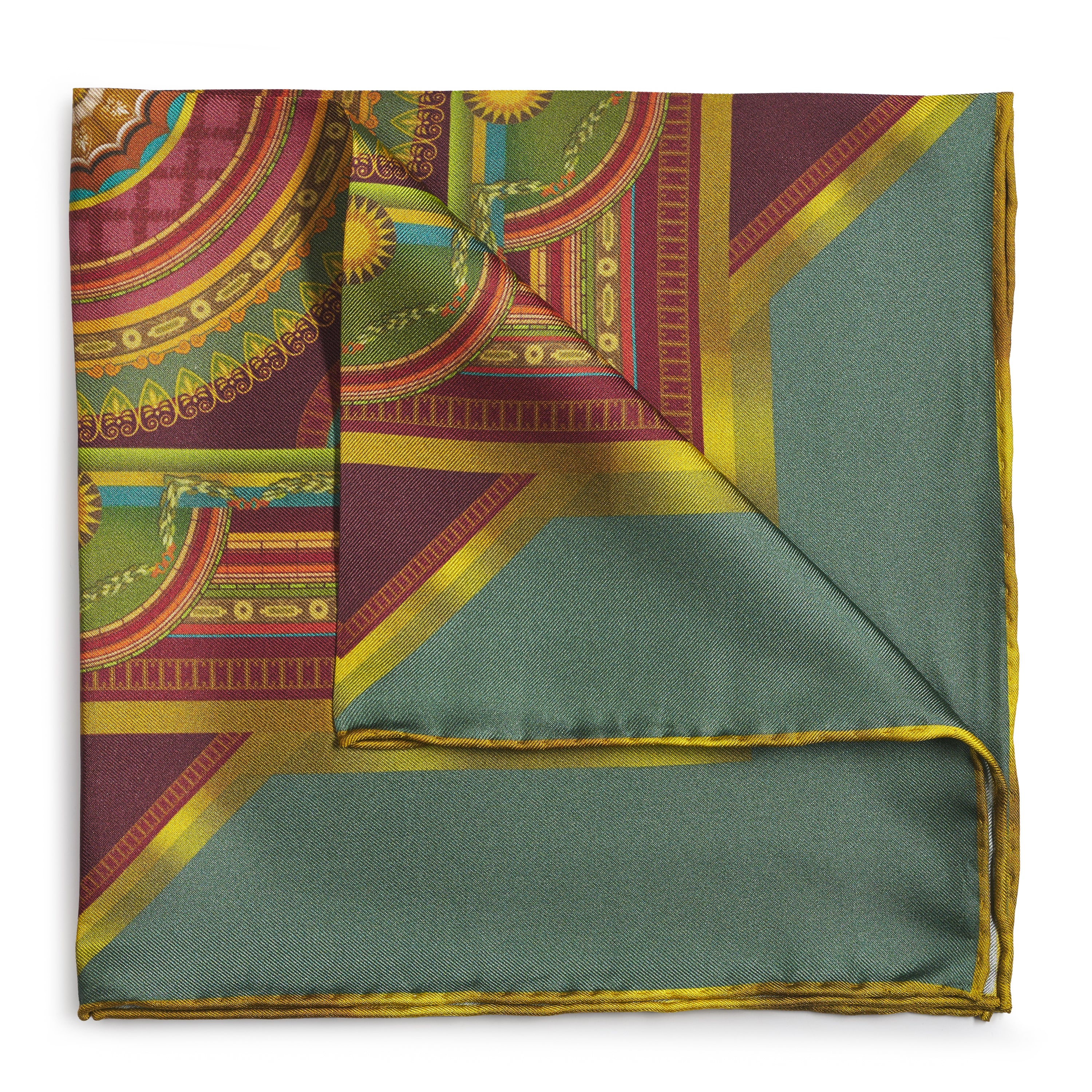 Criterion Foyer Turquoise Pocket Square - Luxury handcrafted silk pocket square by Benson & Clegg