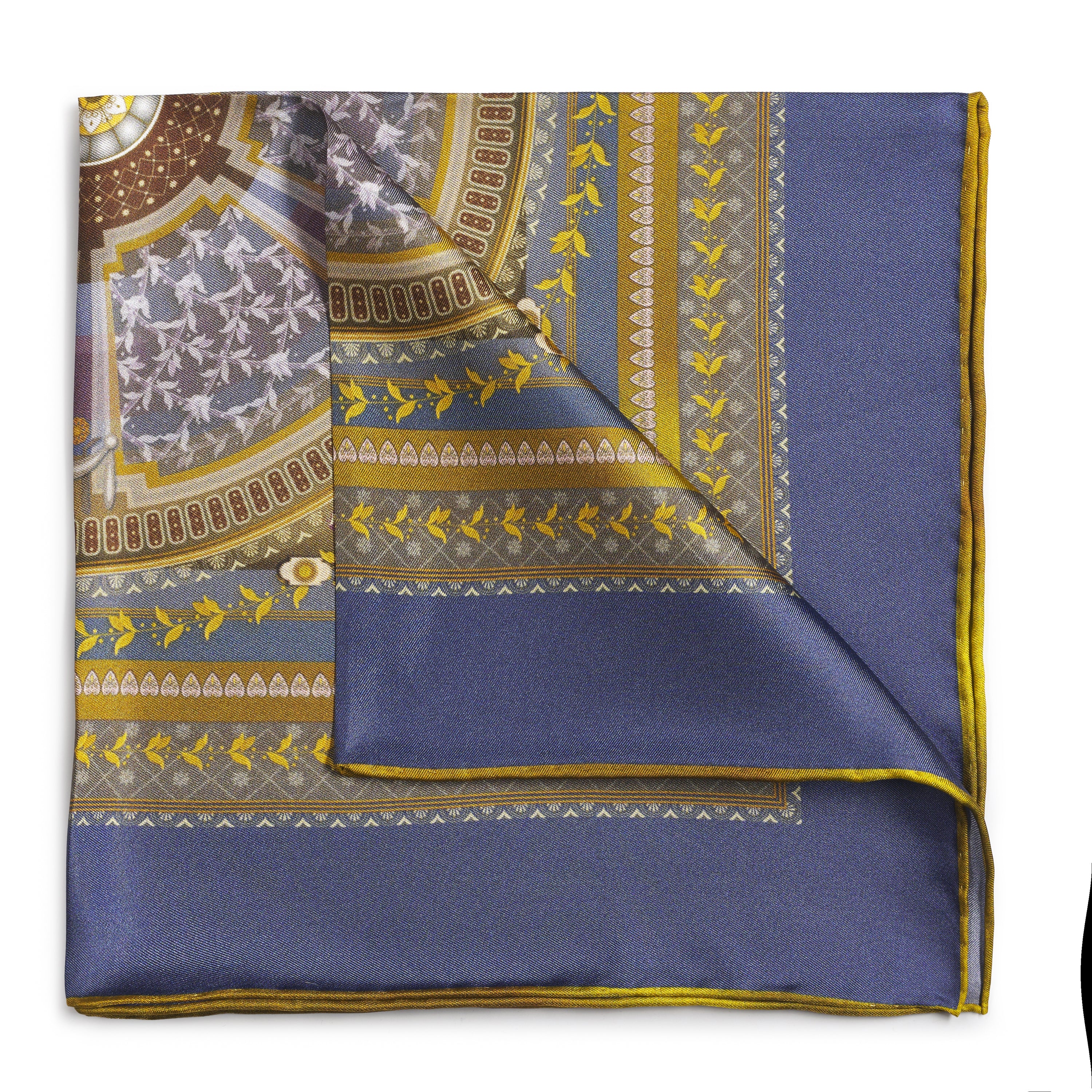 Criterion Theatre Blue Pocket Square - Luxury handcrafted silk pocket square by Benson & Clegg