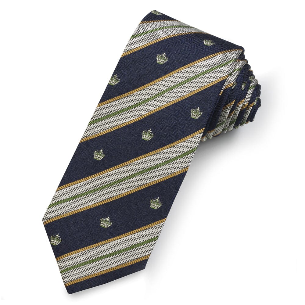 Crown In Green Silk Reppe Tie Neckwear Benson & Clegg 