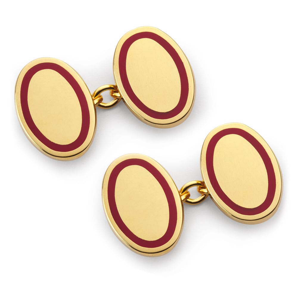 Gold Chain Cufflinks With Red Enamel Cufflinks Benson & Clegg 