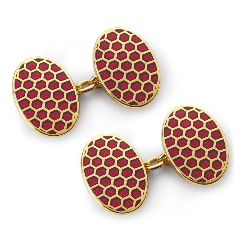 Honeycomb Chain Cufflinks In Red & Gold Cufflinks Benson & Clegg 