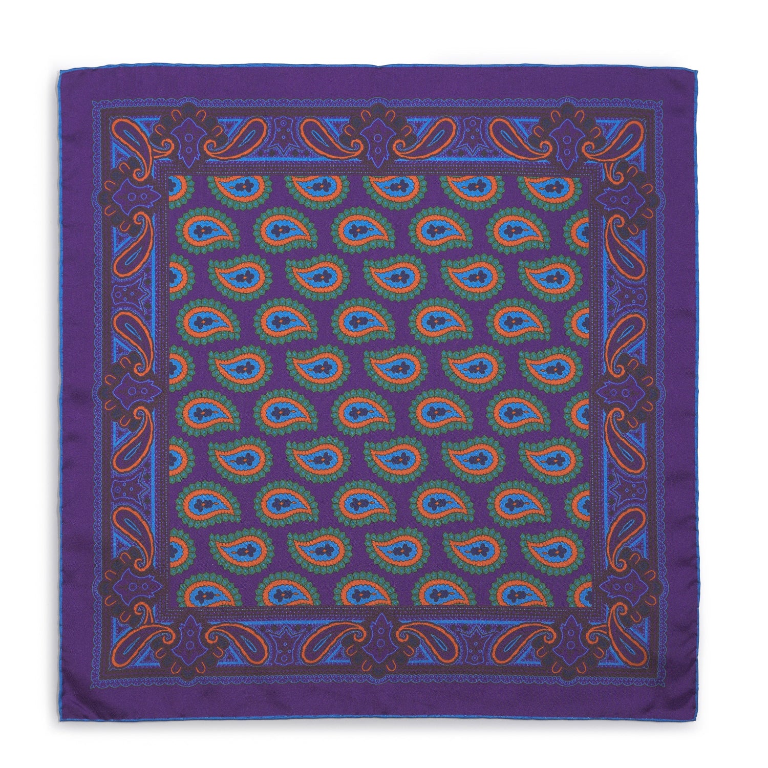 Large Paisley Silk Pocket Square In Purple
