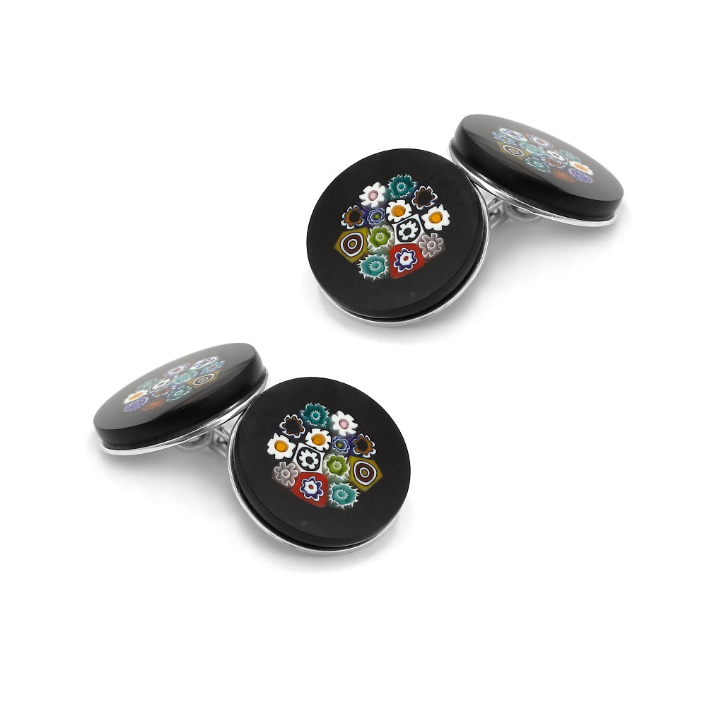 Murano Glass 'Notte Fiorita' Cufflinks With Sterling Silver