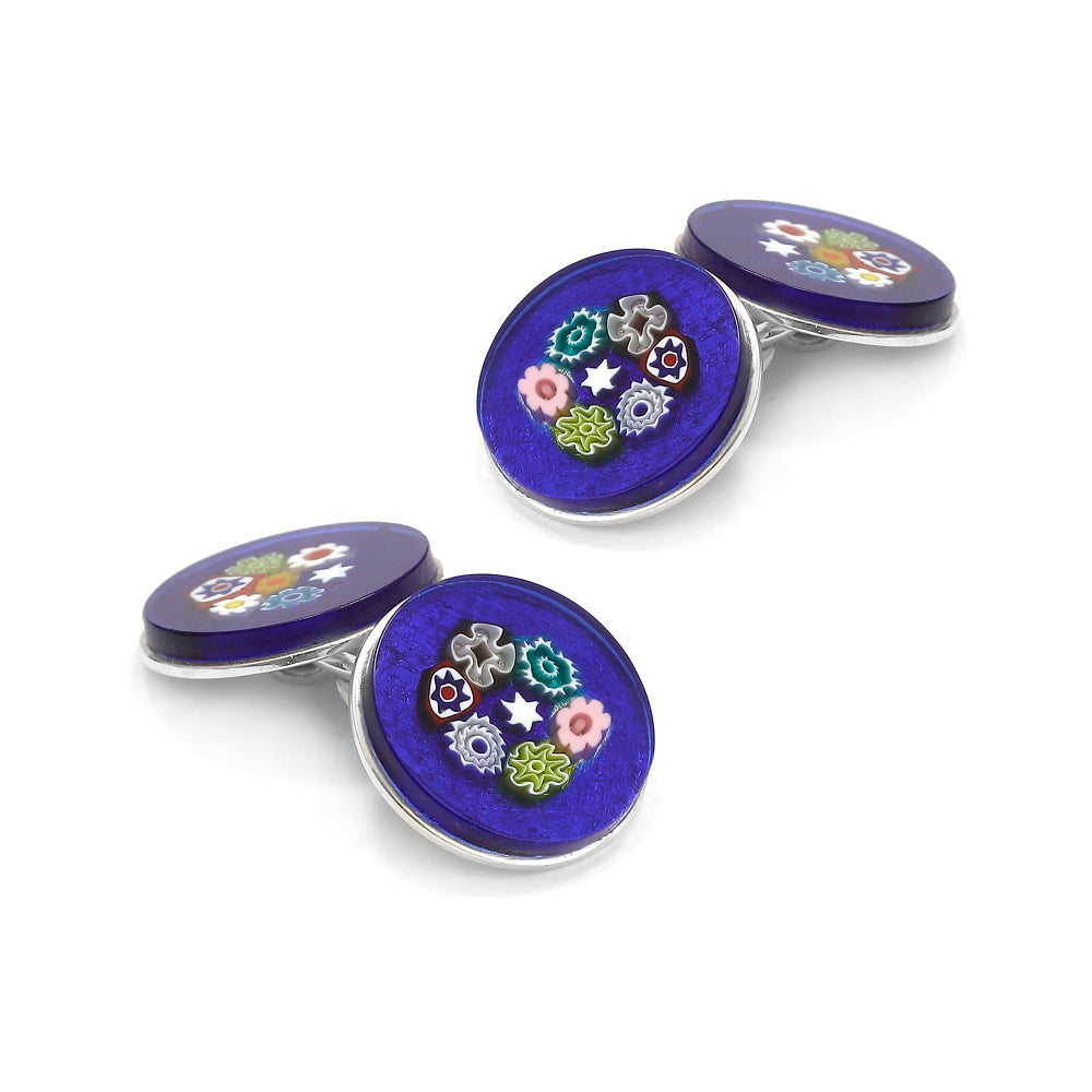 Murano Glass 'Lido Blu' Cufflinks With Sterling Silver