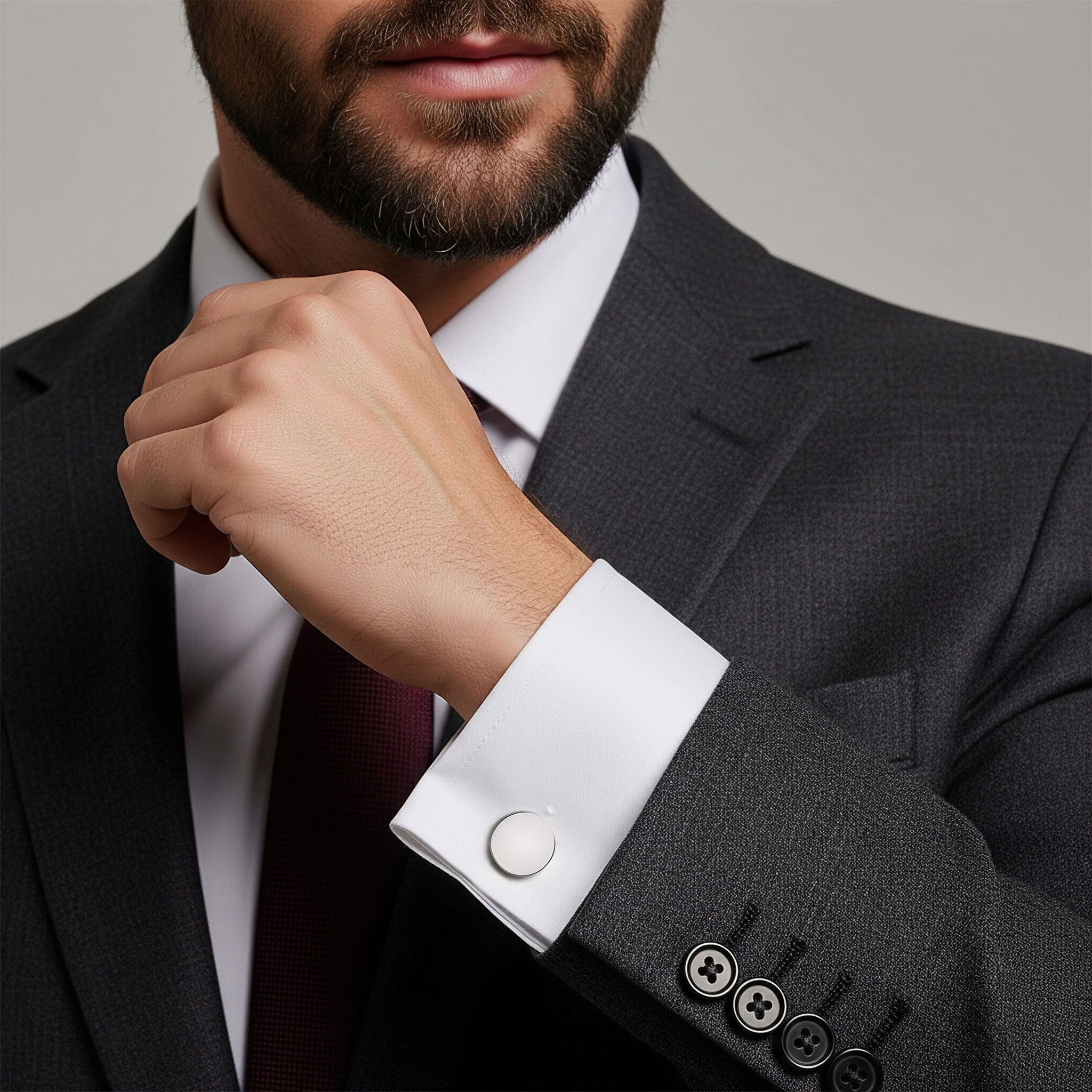 Round Cufflinks In Silver