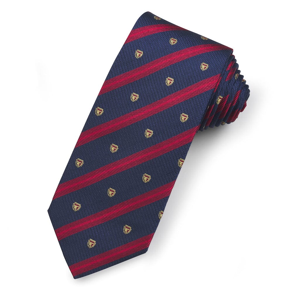 Shield In Red Silk Reppe Tie Neckwear Benson & Clegg 