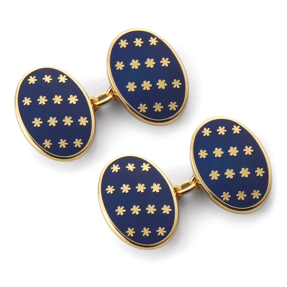 Star Chain Cufflinks In Navy & Gold Cufflinks Benson & Clegg 