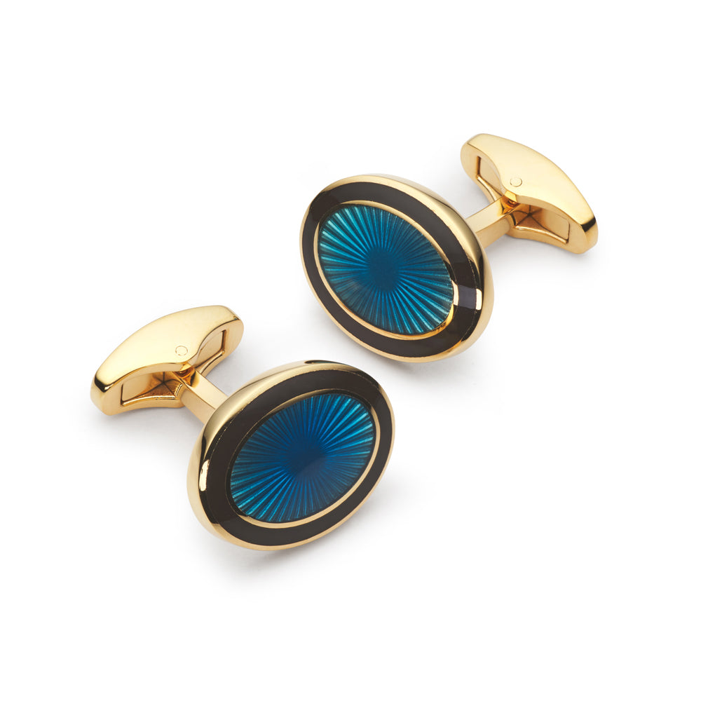 Sunburst Enamel Cufflinks In Blue