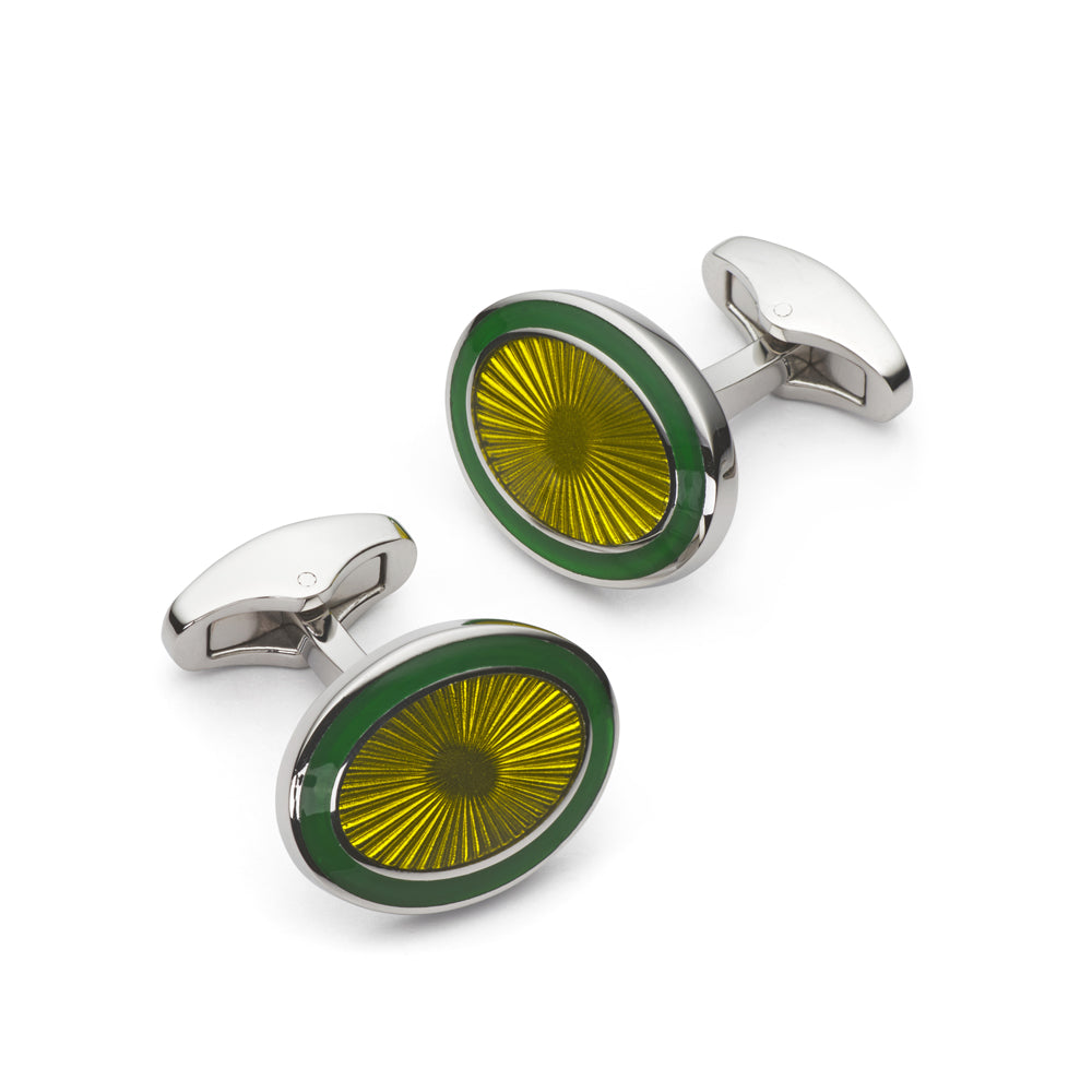 Sunburst Enamel Cufflinks In Green