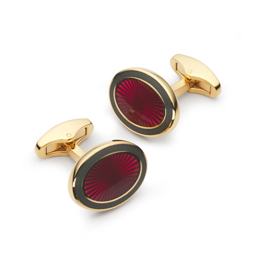 Sunburst Enamel Cufflinks In Red