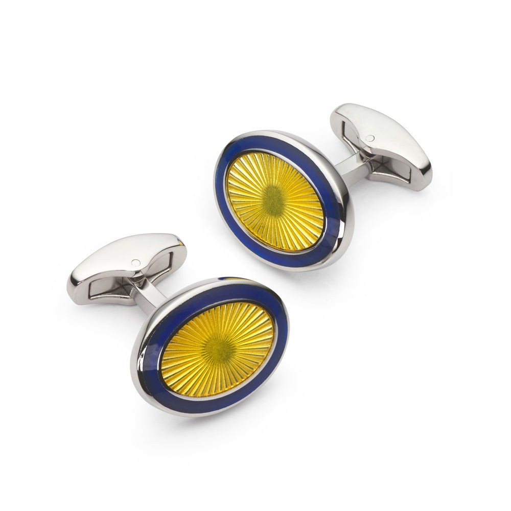 Sunburst Enamel Cufflinks In Yellow